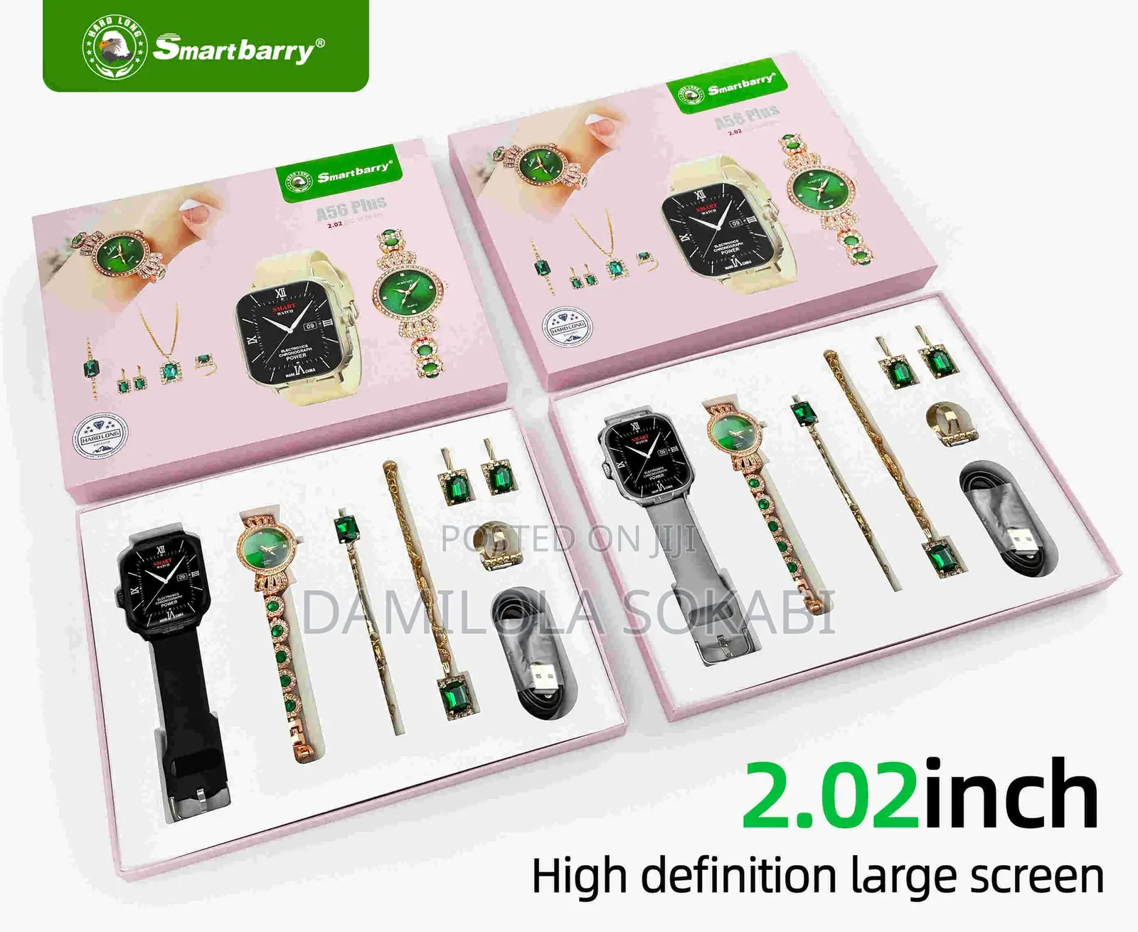 A58 Plus 8in1 Smartwatch 2.02” Combo Set With Jewelry Set