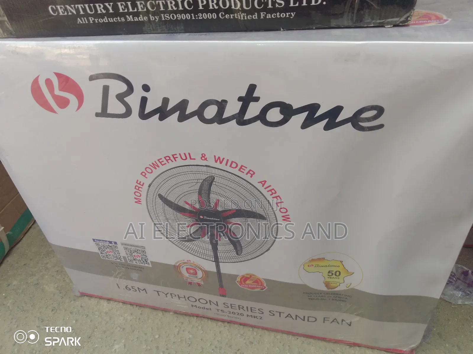 Binatone Standing Fan 20inches Black Color
