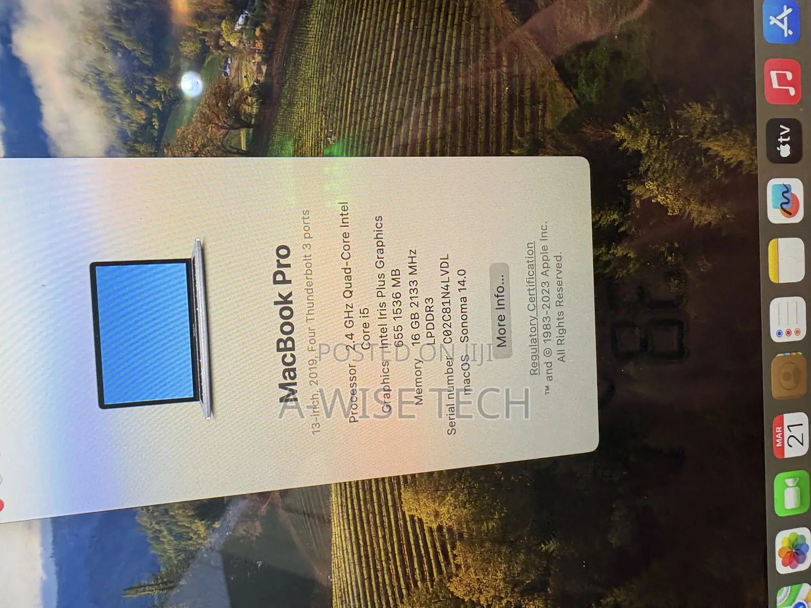 Laptop Apple MacBook Pro 2019 16GB Intel Core I5 SSD 256GB