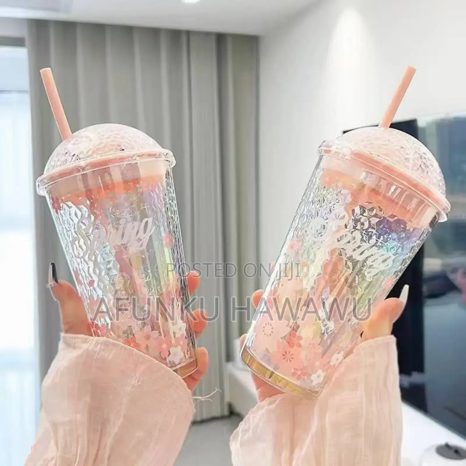 Drinking Cup Cute Creative Shape Glitter Straw Water Bottle