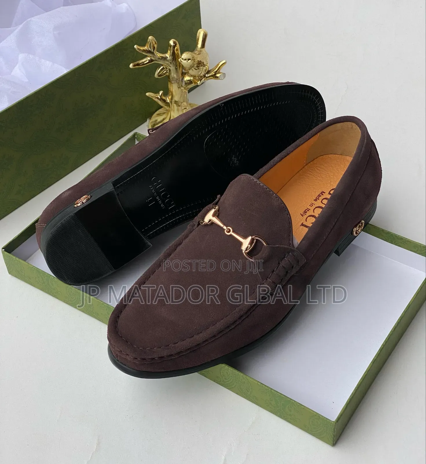 Original Italian Gucci Suede Loafers Shoes 