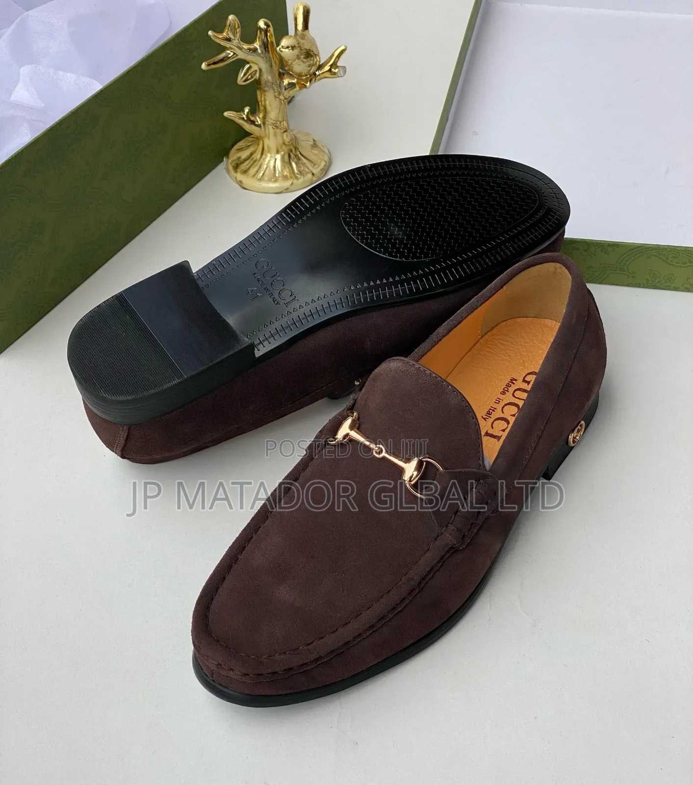 Original Italian Gucci Suede Loafers Shoes 