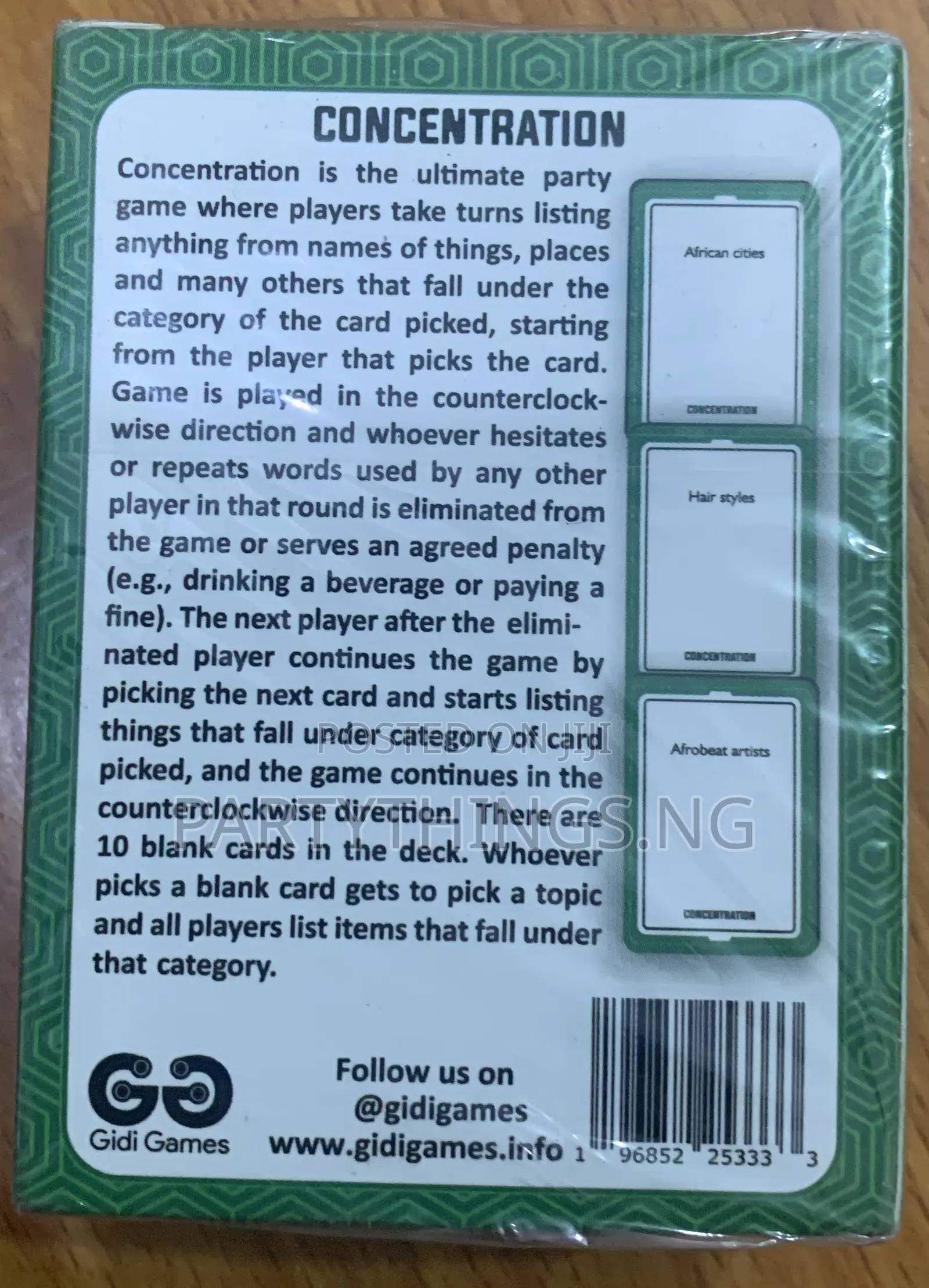 Concentration Party Card Game