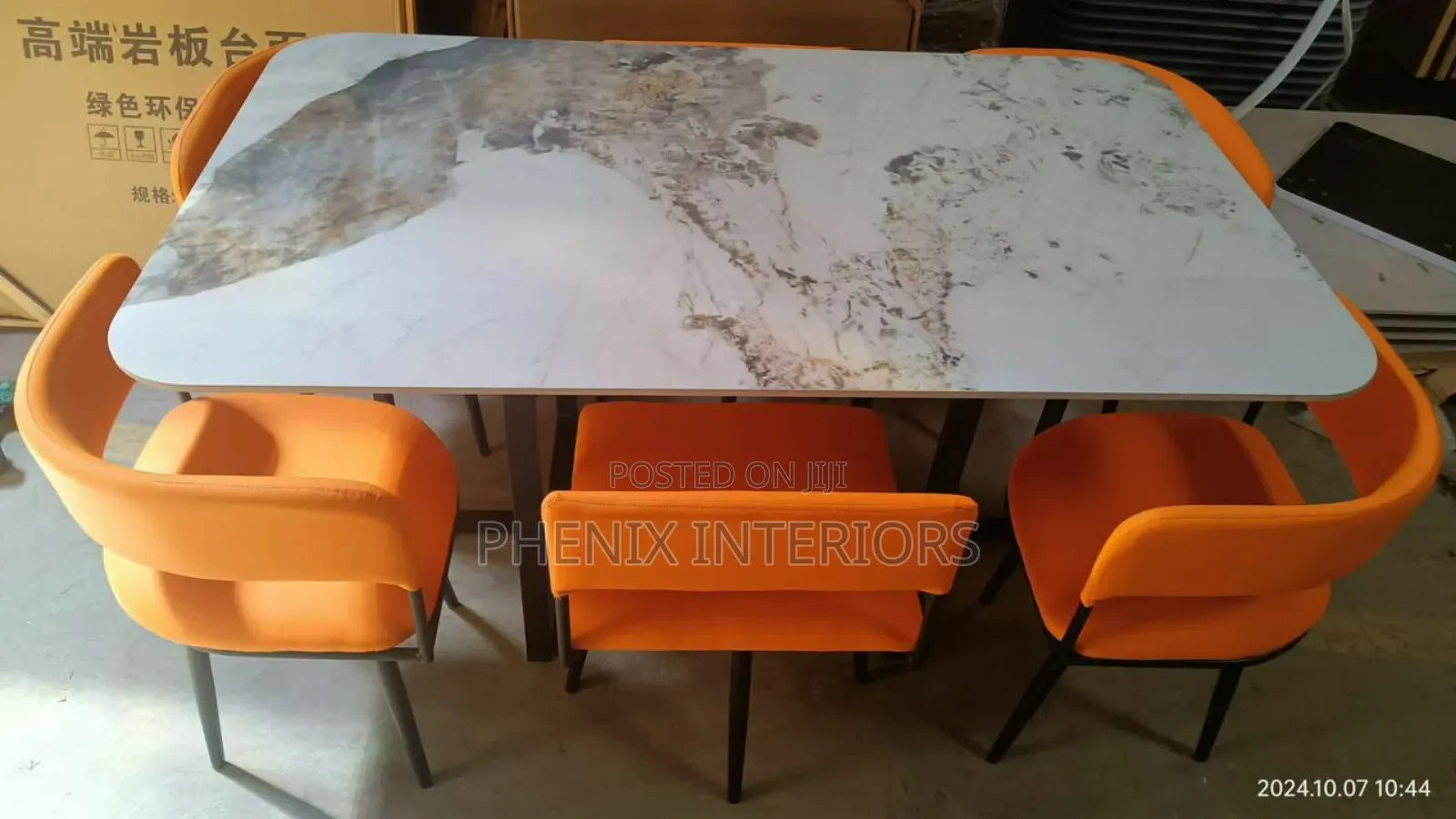 Modern Orange Colour Dinning Table Set With 4 Seater