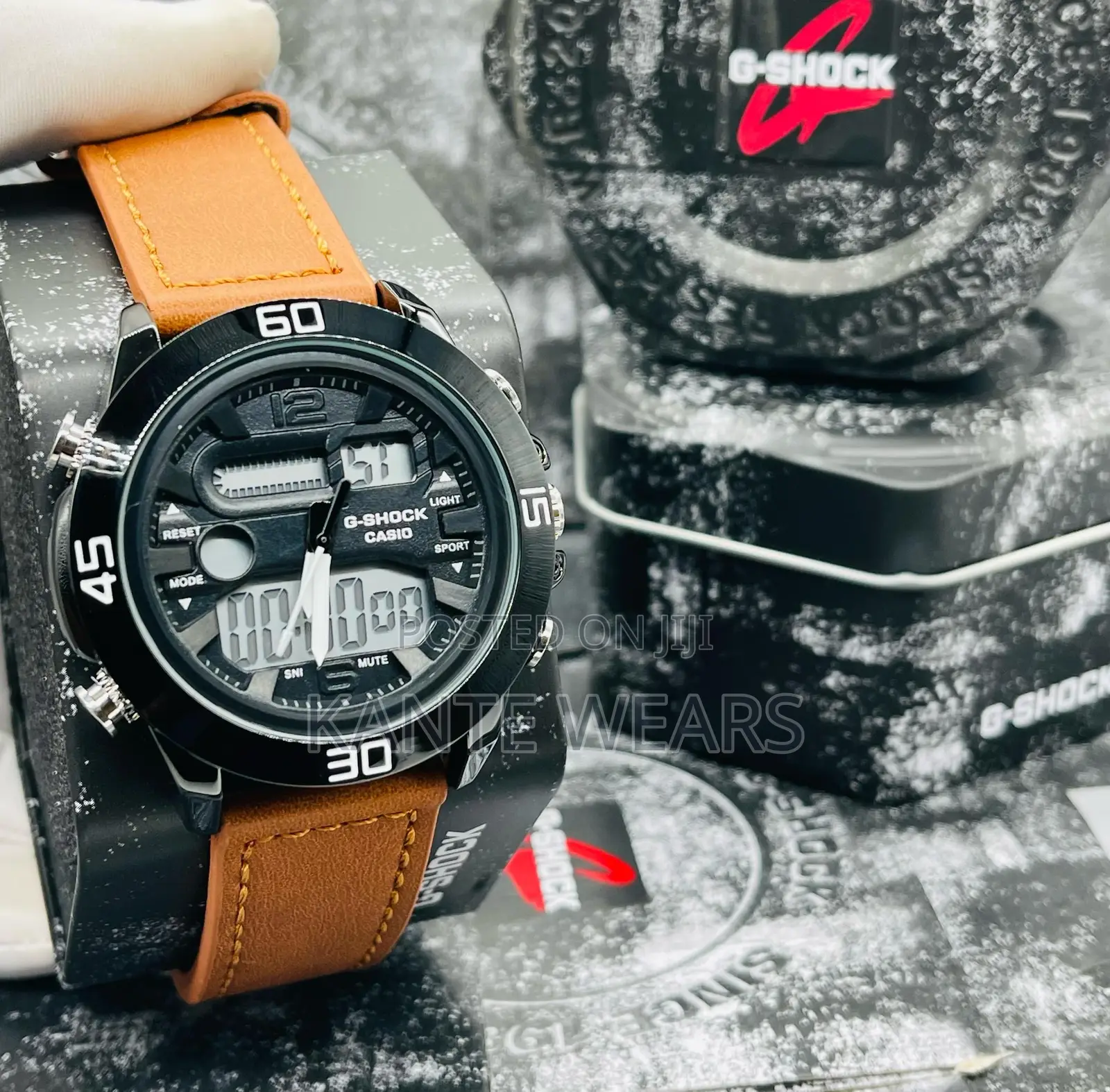 Leather Dual Time Gshock Wristwatch