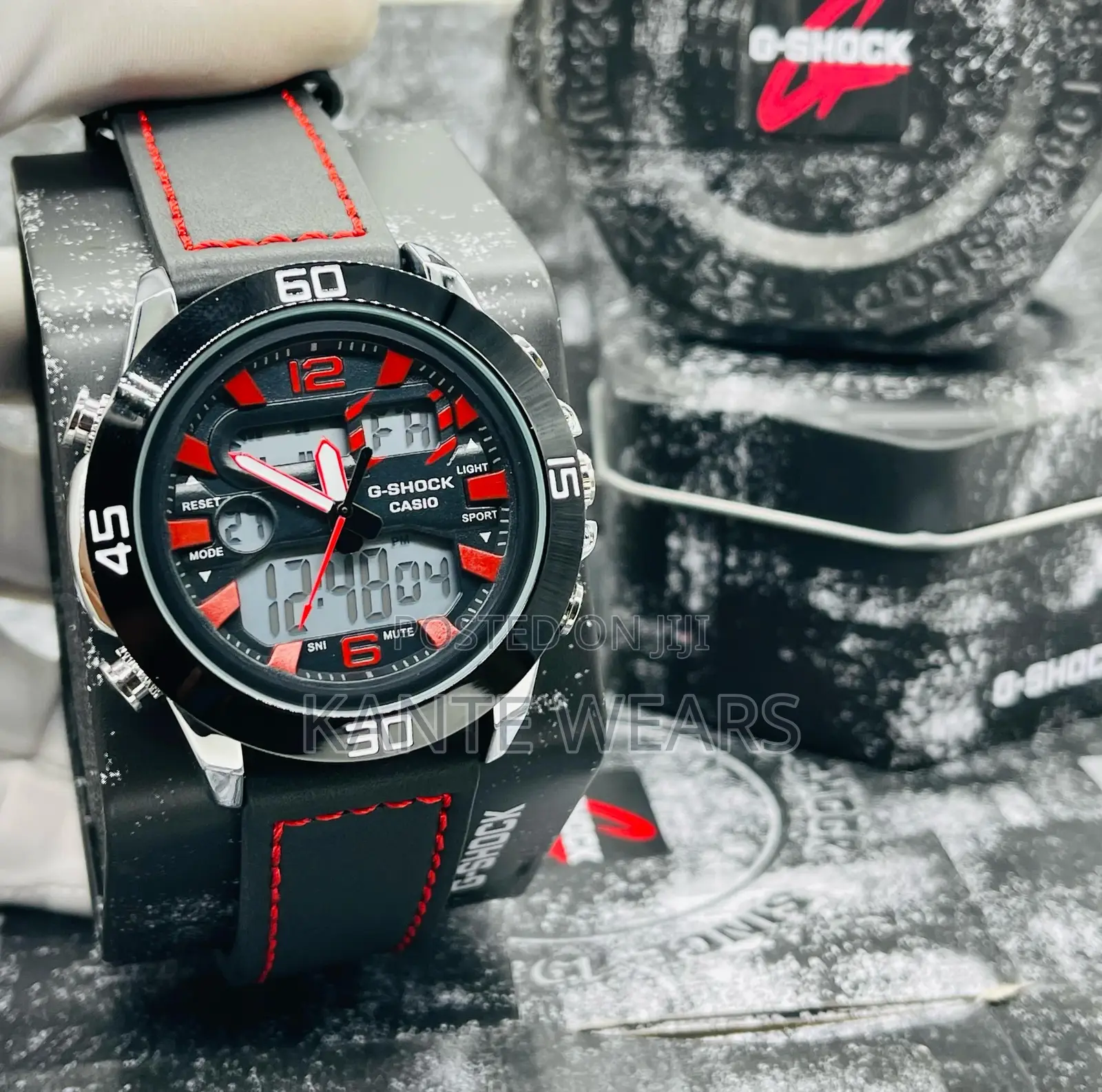Leather Dual Time Gshock Wristwatch