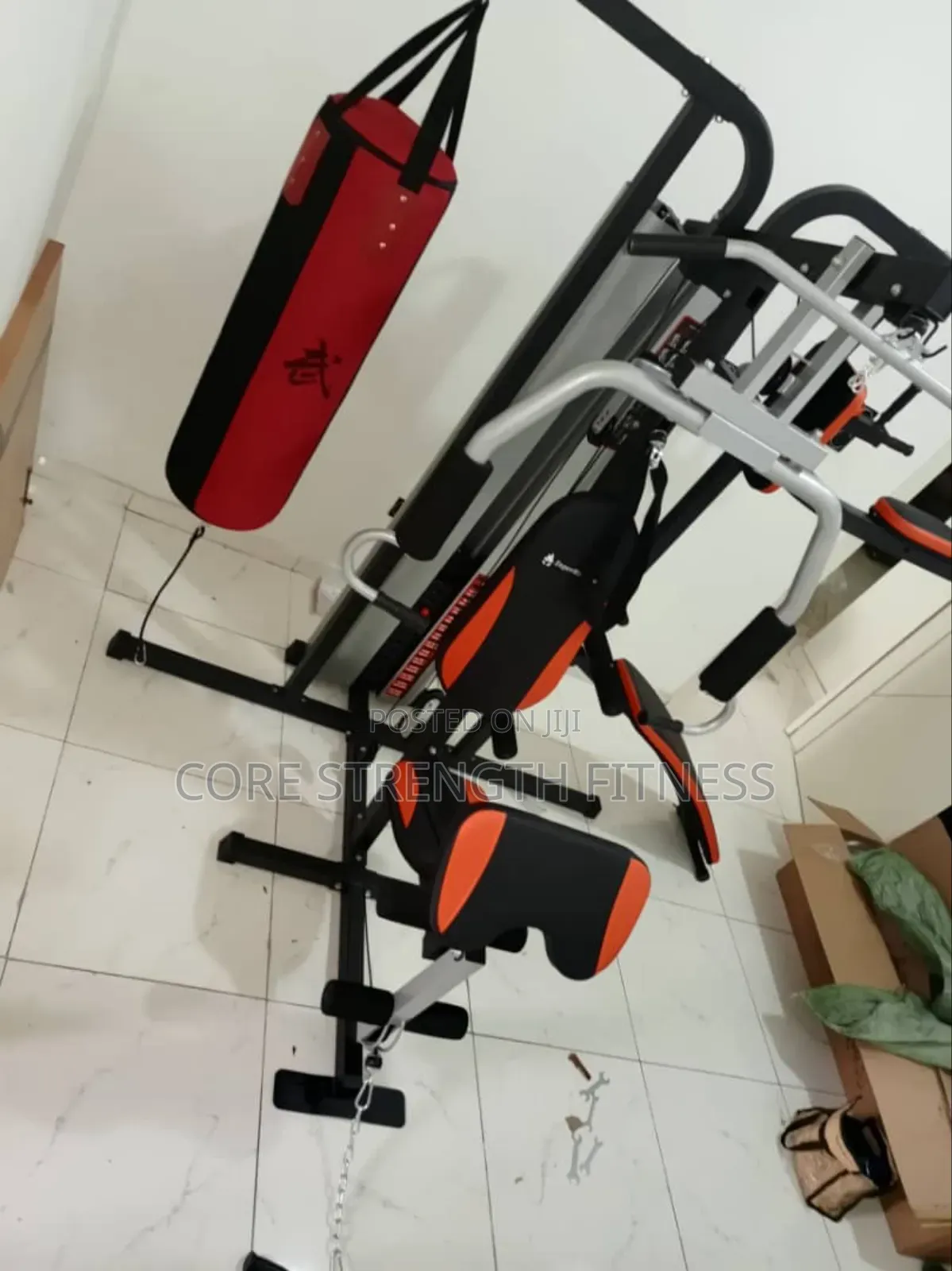 3 Station Multi Gym With Boxing Bag Abdominal 6pack Bench