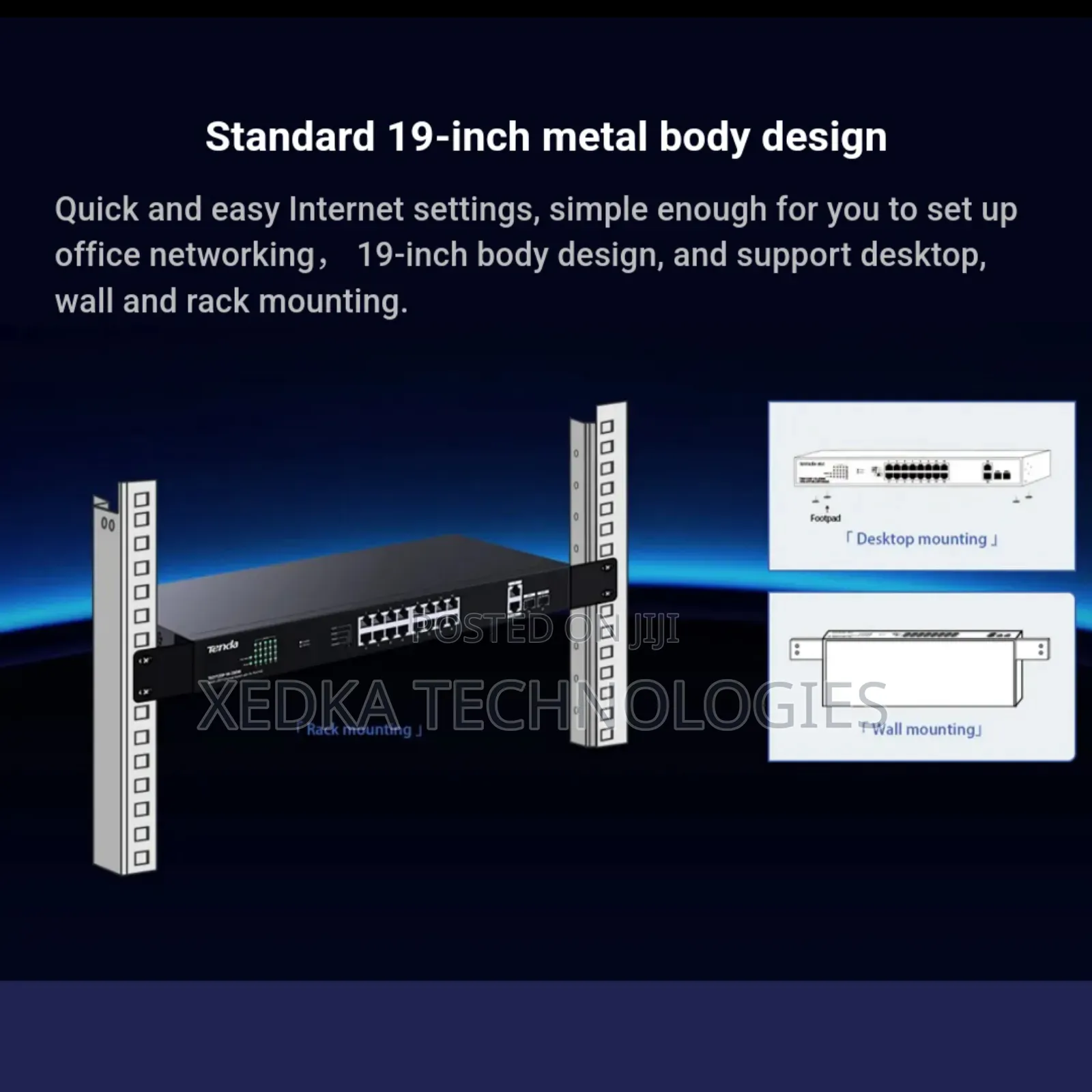 Tenda 16-Port Gigabit Poe and Switch + 2ge/2sfp 250w