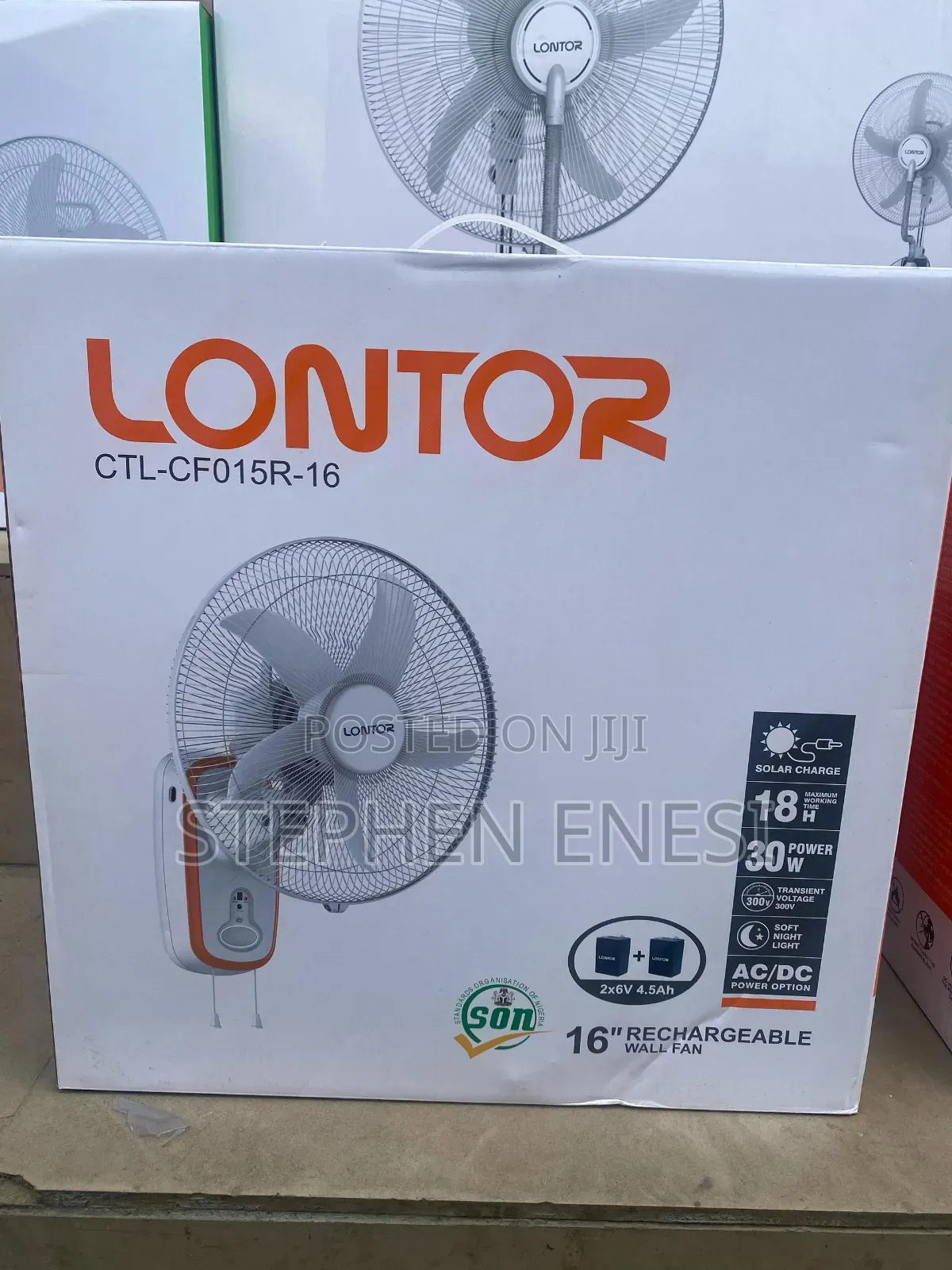 Wall Fan, Rechargeable
Solar Charge, 16 Inches