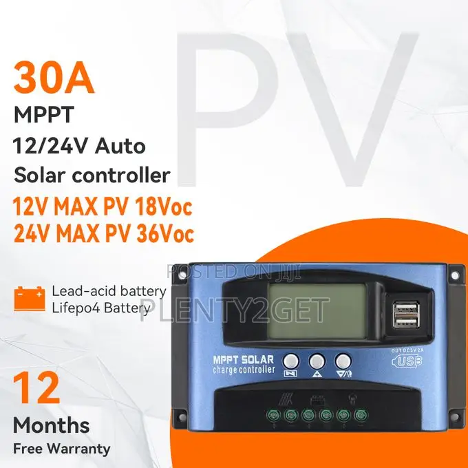 Powmr 30a MPPT Solar Charge Controller Dual Usb 12v 24v