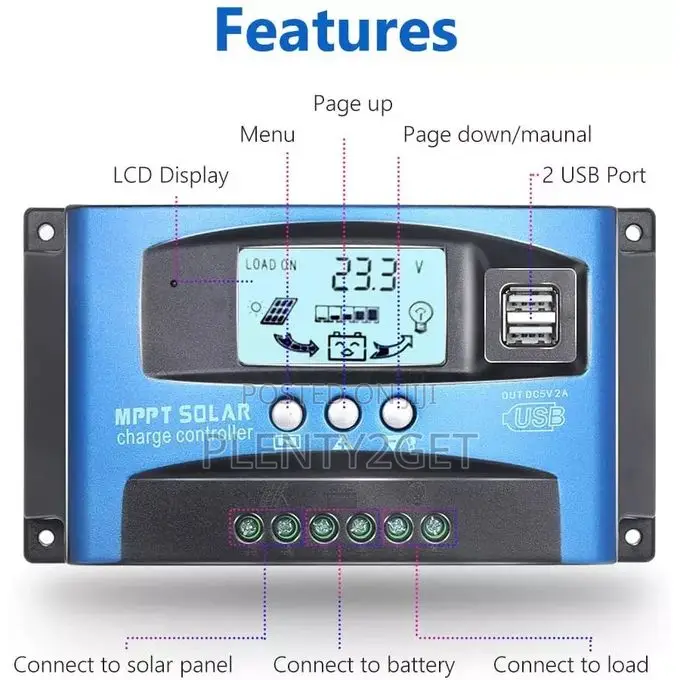 Powmr 30a MPPT Solar Charge Controller Dual Usb 12v 24v