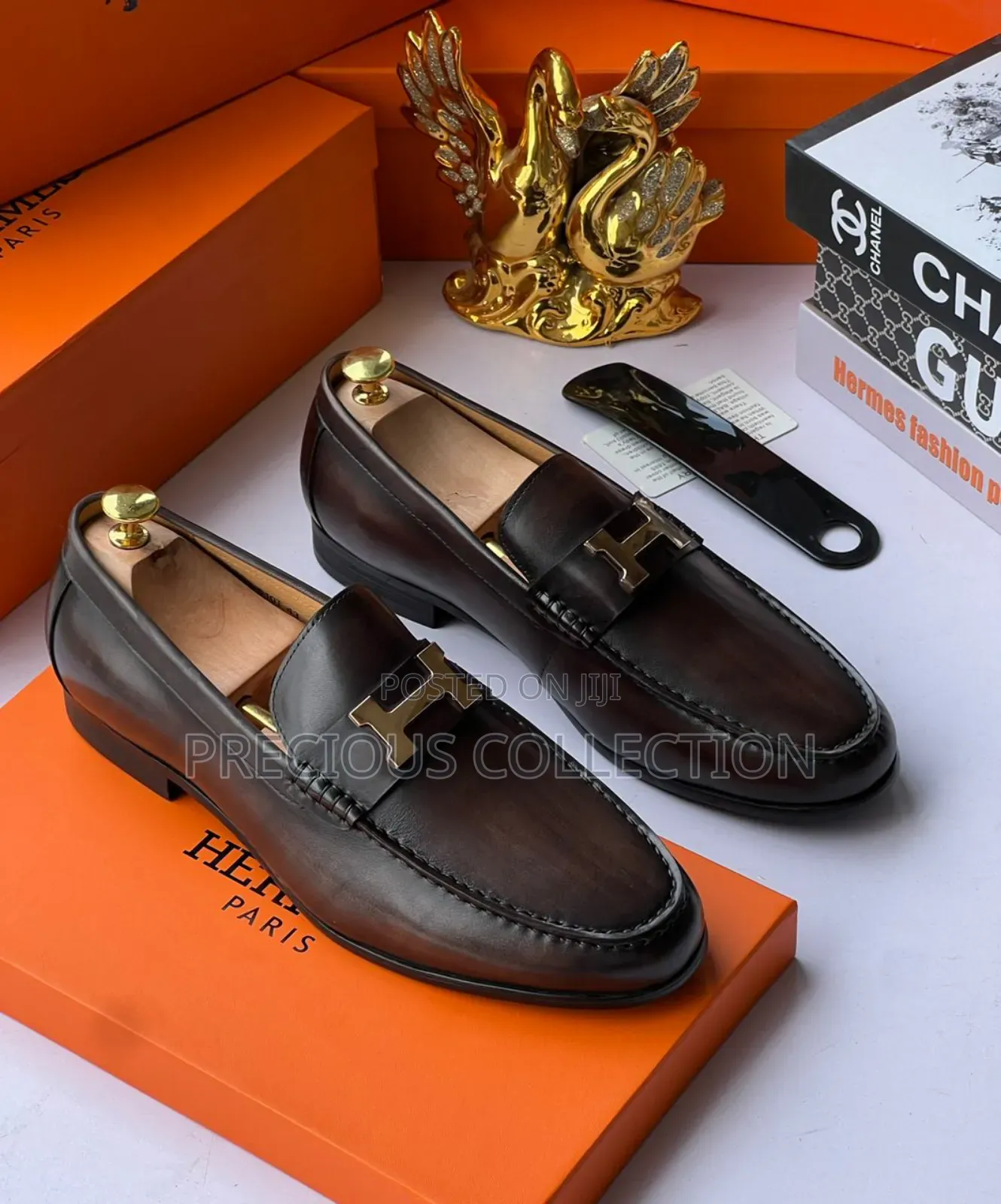 Hermes Matte Leather Coperate Pull on Shoe