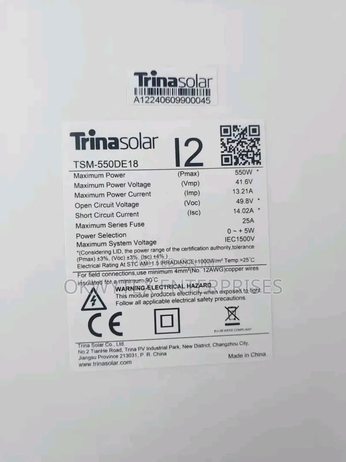 550watts Trina Mono Crystalline Solar Panel Much Available
