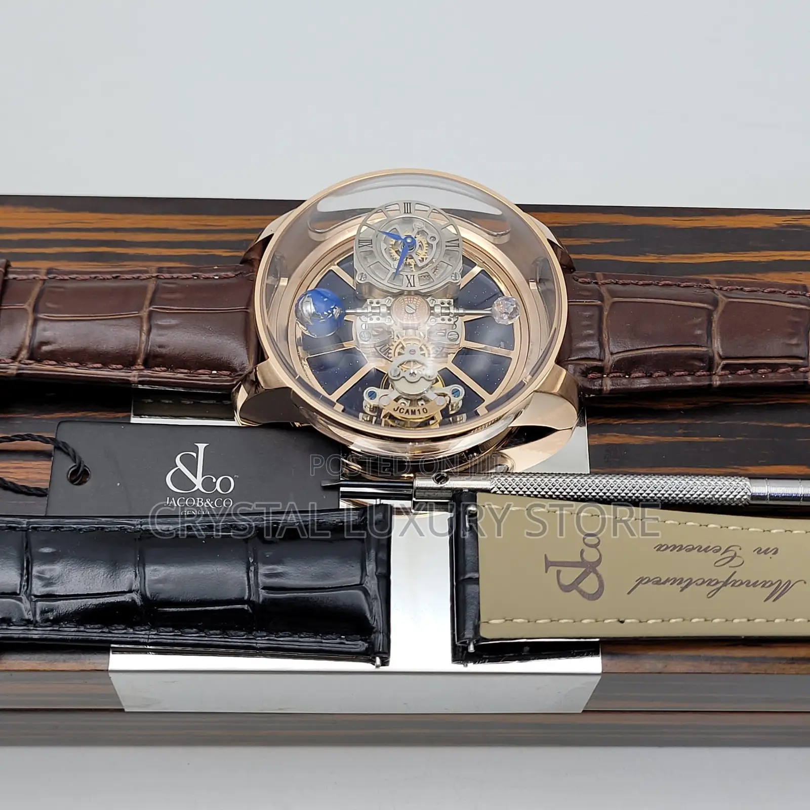 Jacob Co Quality Luxury Men Genuine Leather Wristwatch