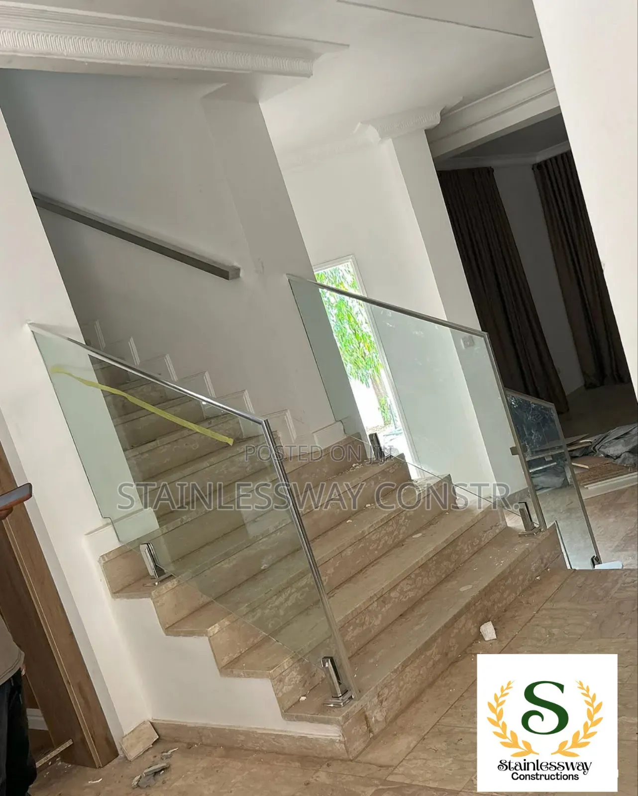 Tampered Plain Glass Railing With Silver Spigot and Top Tm