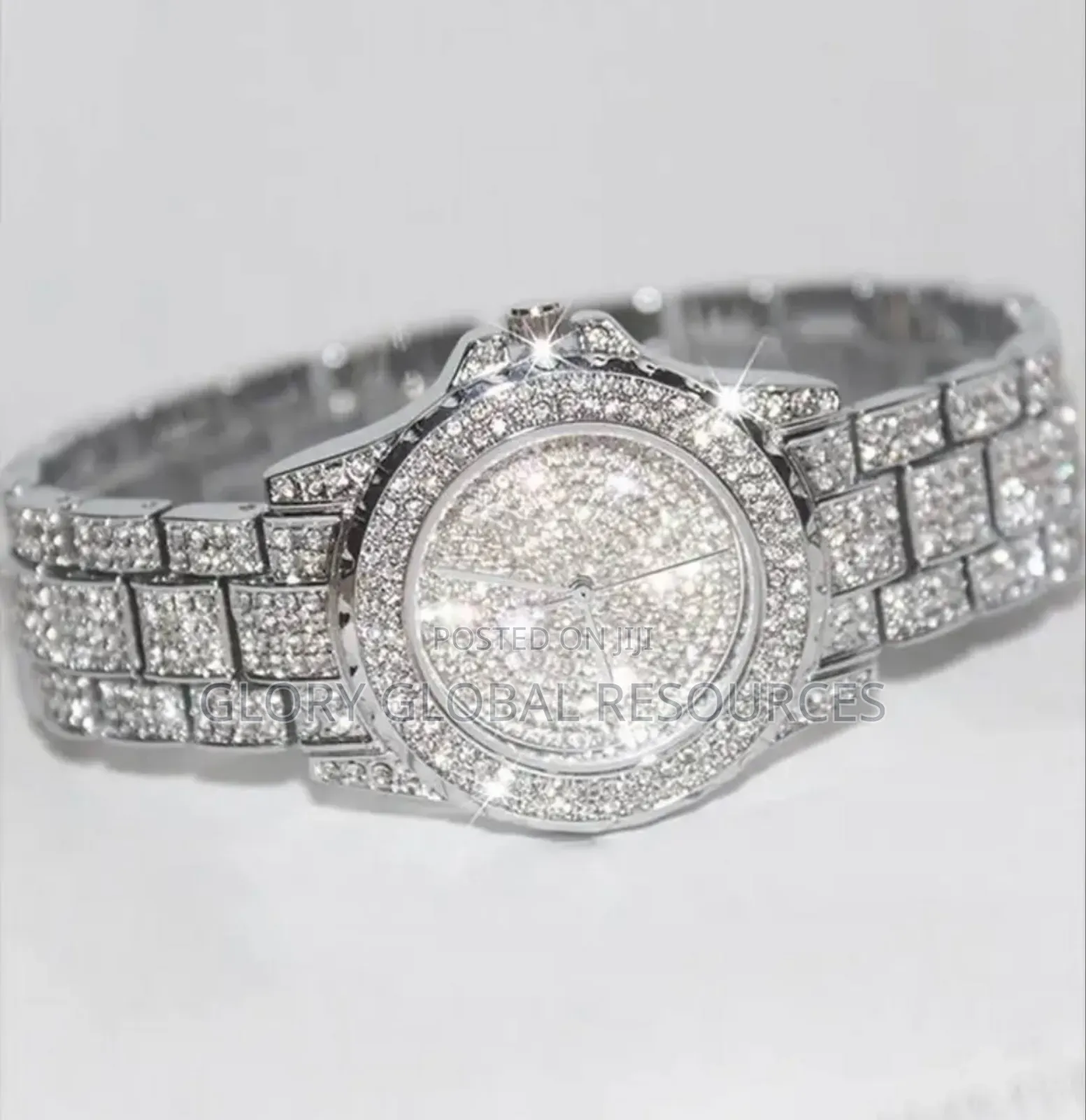 Exotic Well-Studded Non Fading Female Wrist Watch - Silver