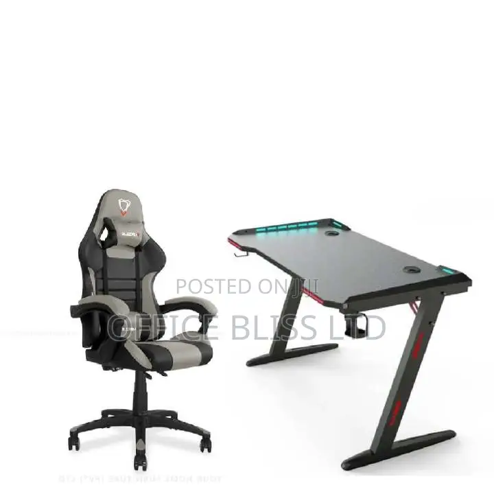 Furgle Pro Series Gaming Chair( Black Gray) Z Leg Table