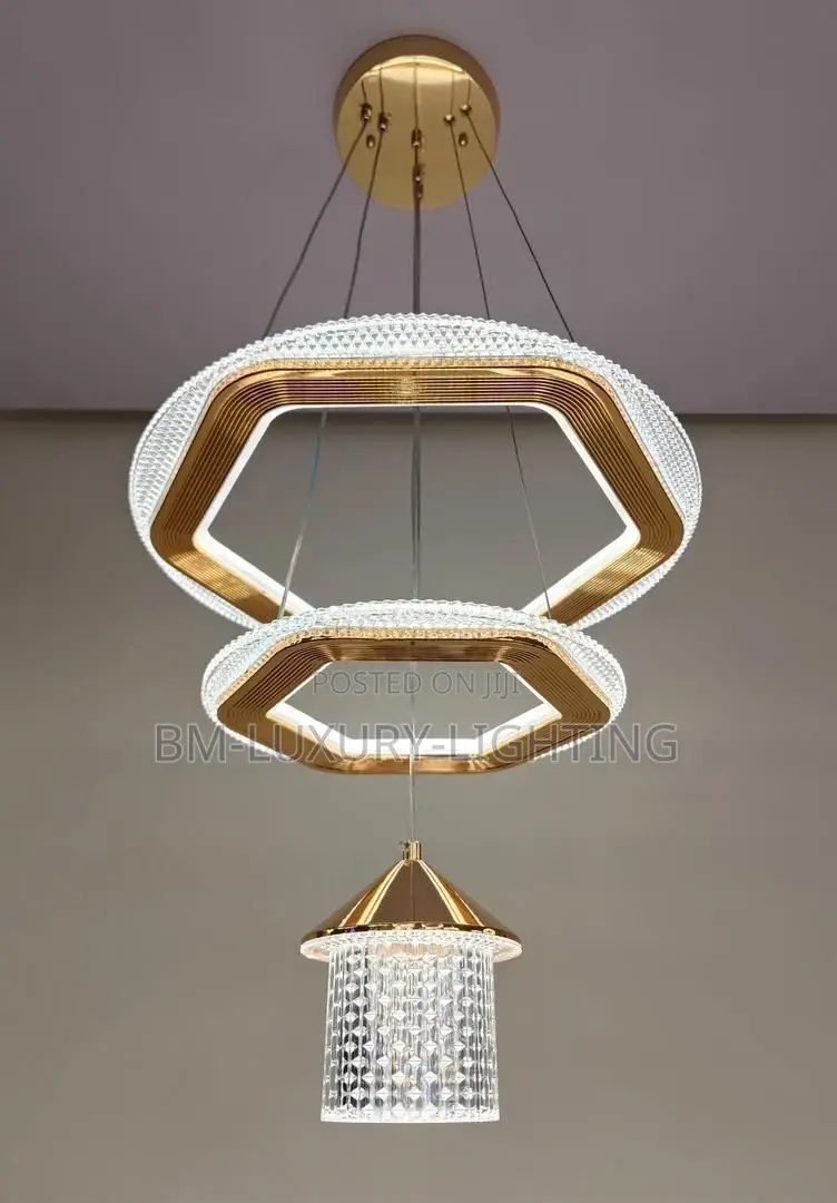 Luxury Gold Crystal Branded 2ring Chandeliers