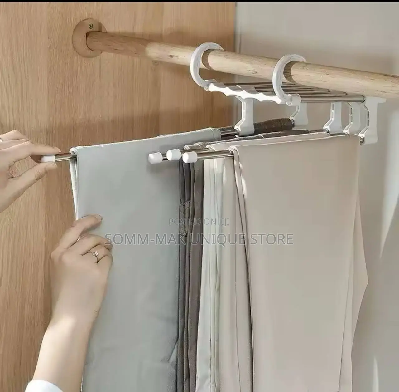 5 in 1 Trouser Hangers Stainless Steel Folding Pant Rack
