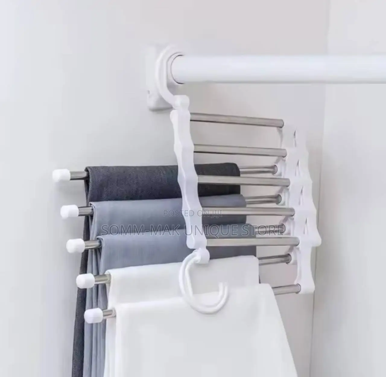 5 in 1 Trouser Hangers Stainless Steel Folding Pant Rack