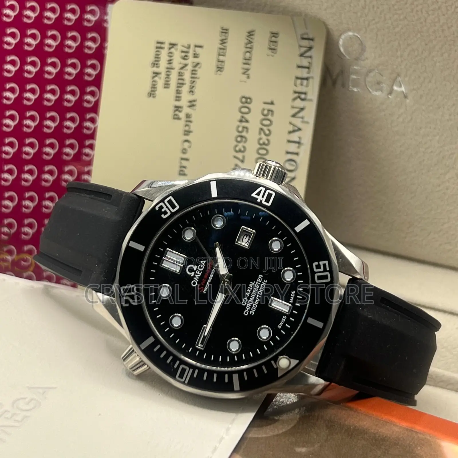 Omega Quality Men Rubber Strap Wristwatch