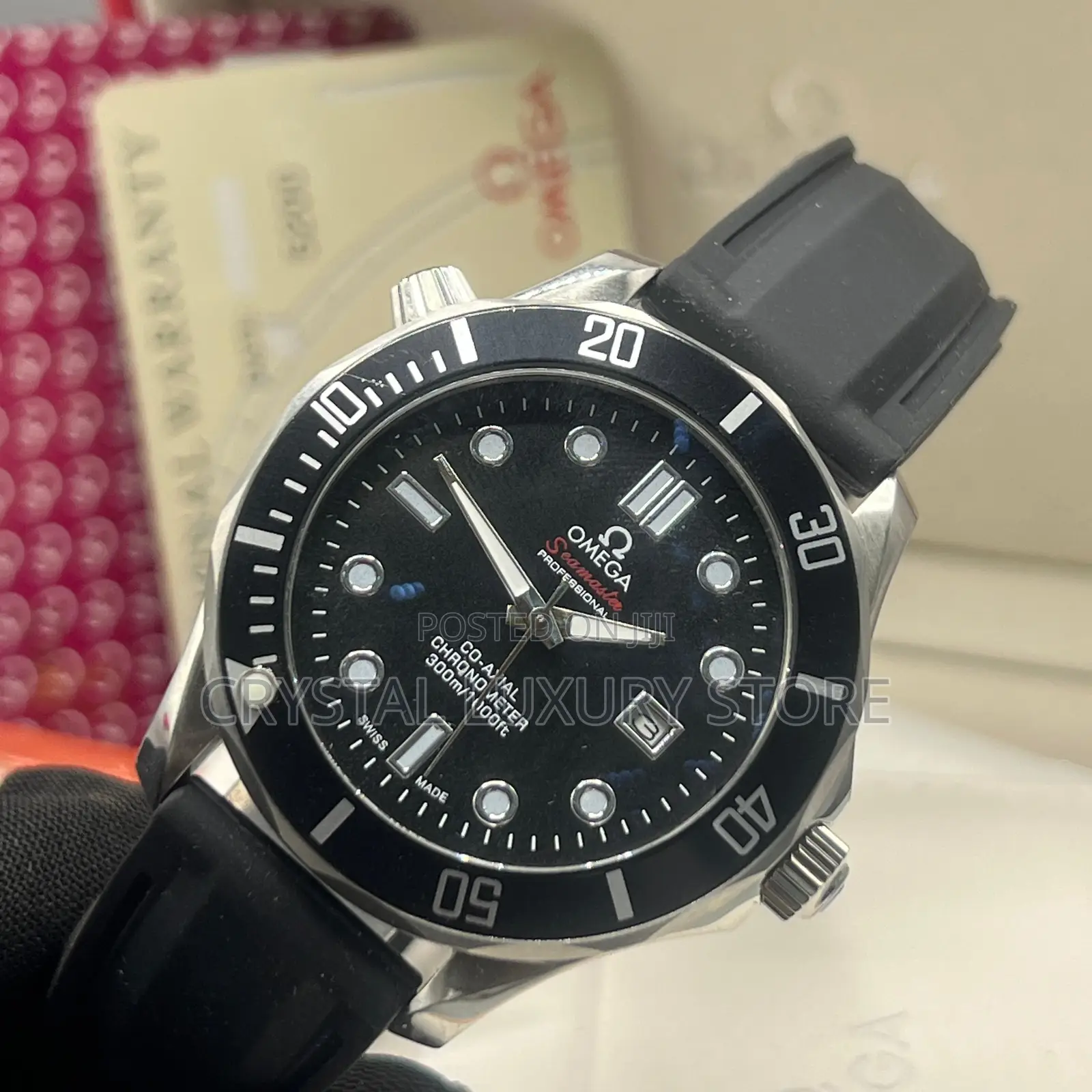 Omega Quality Men Rubber Strap Wristwatch