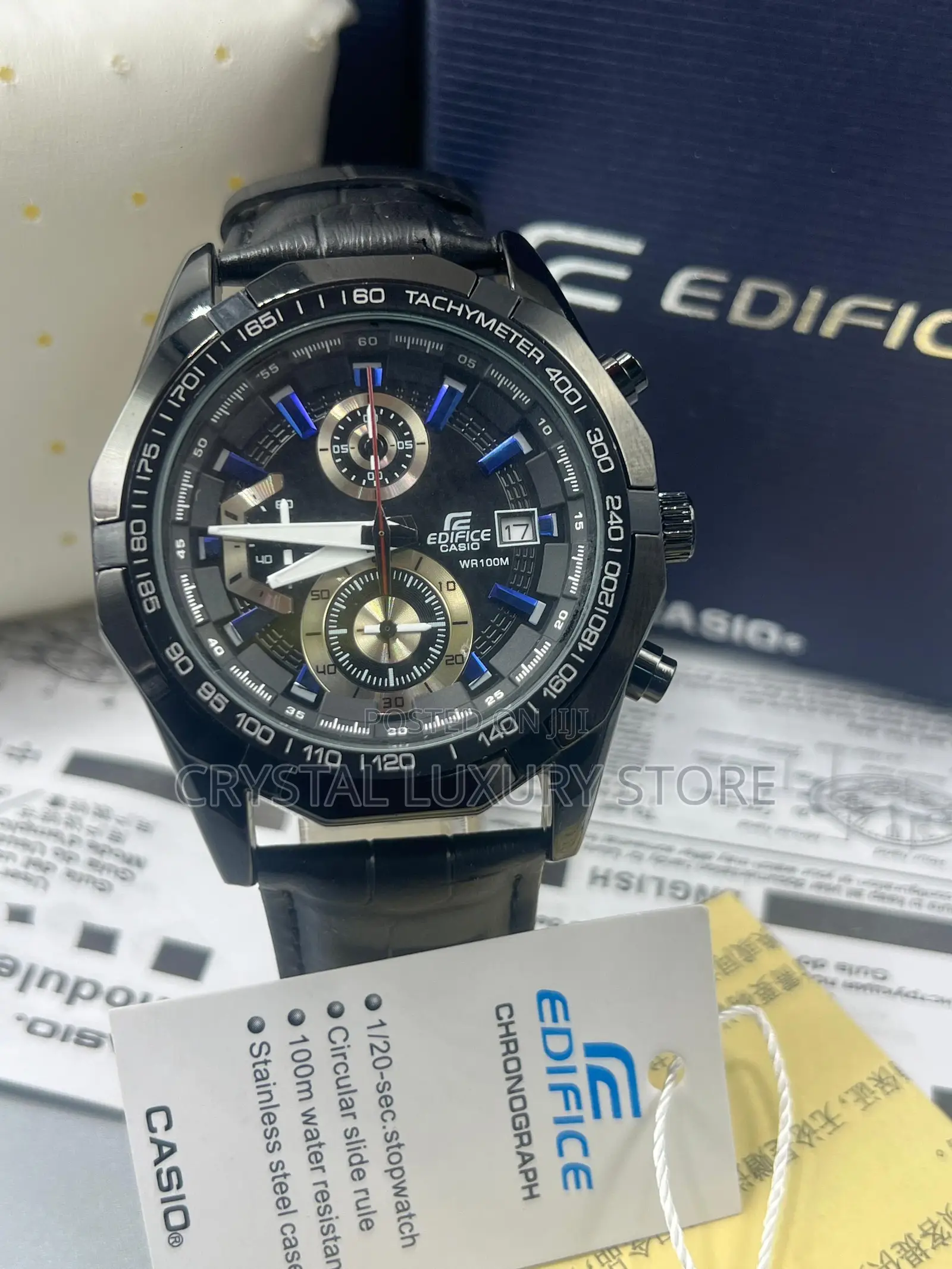 Edifice Casio Quality Men Genuine Leather Wristwatch