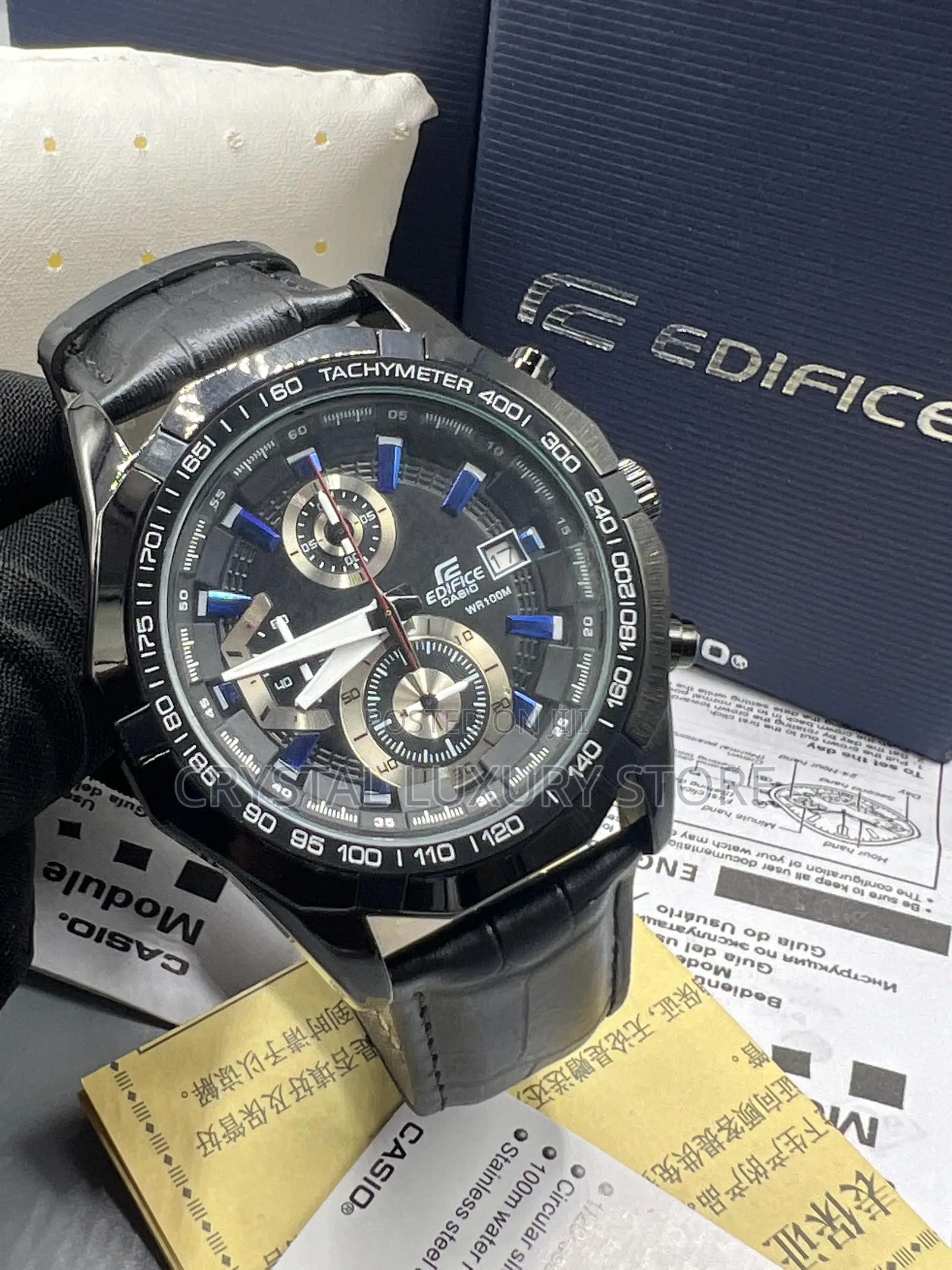 Edifice Casio Quality Men Genuine Leather Wristwatch