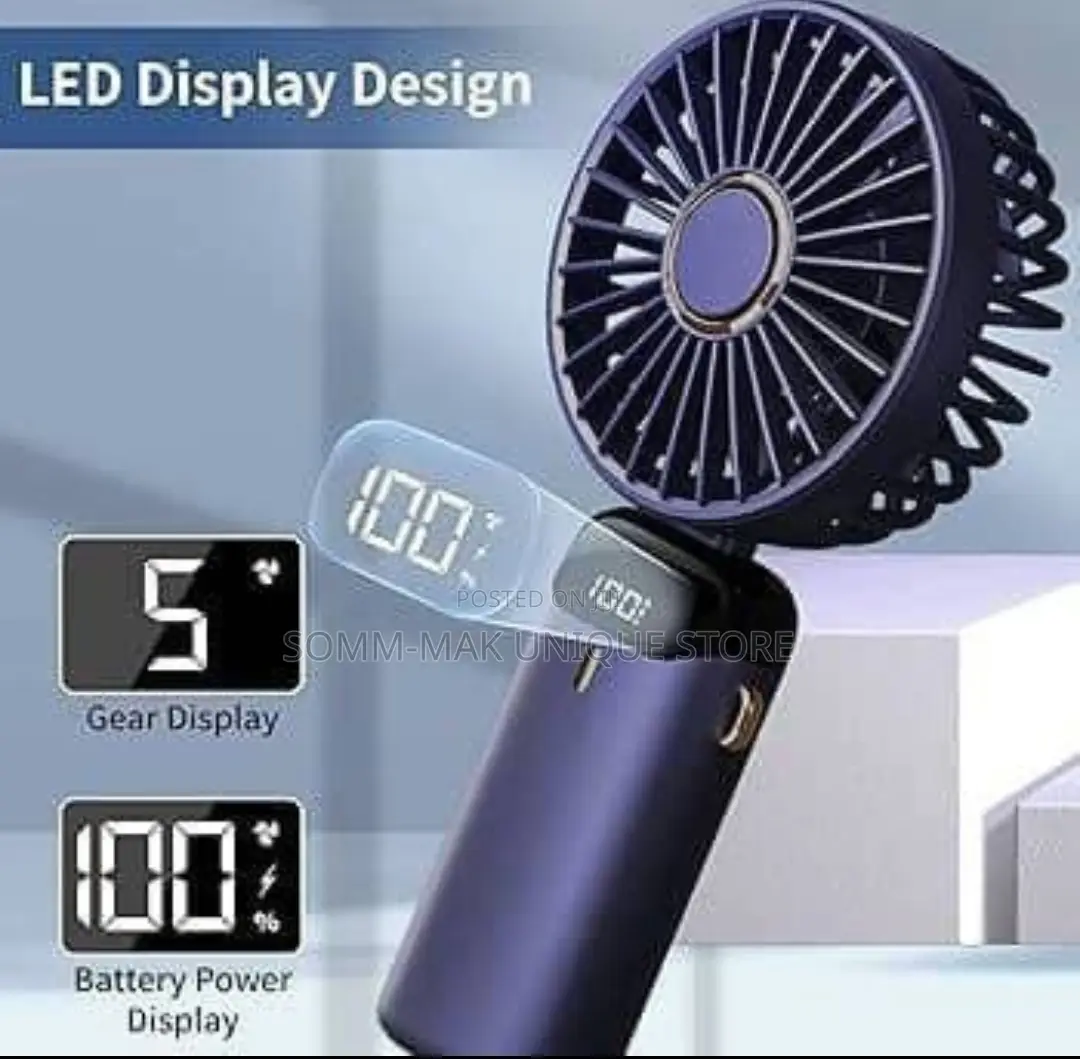 Led Digital Display Hand Fan With 5x Speed