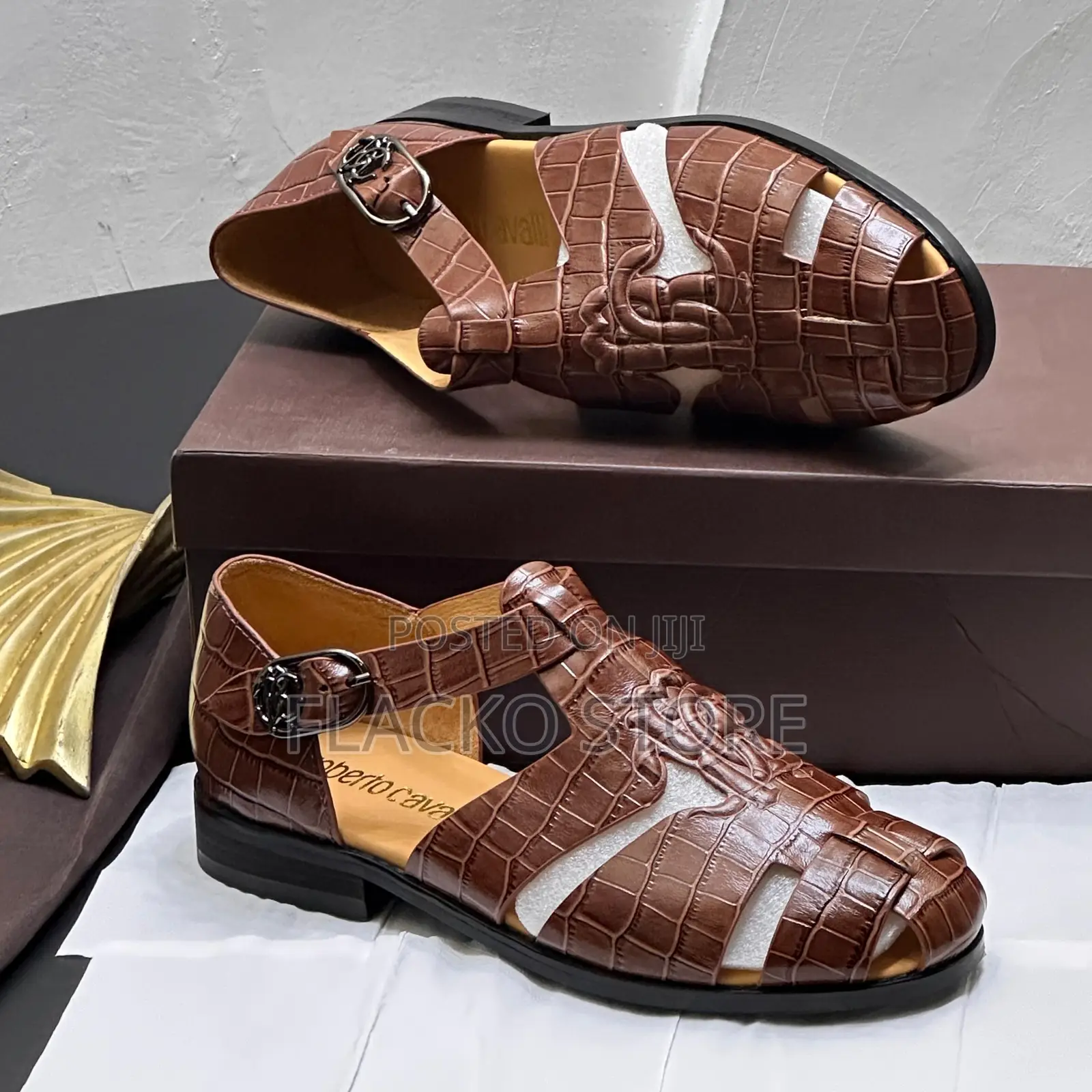 Original Roberto Cavalli Leather Sandal Shoes