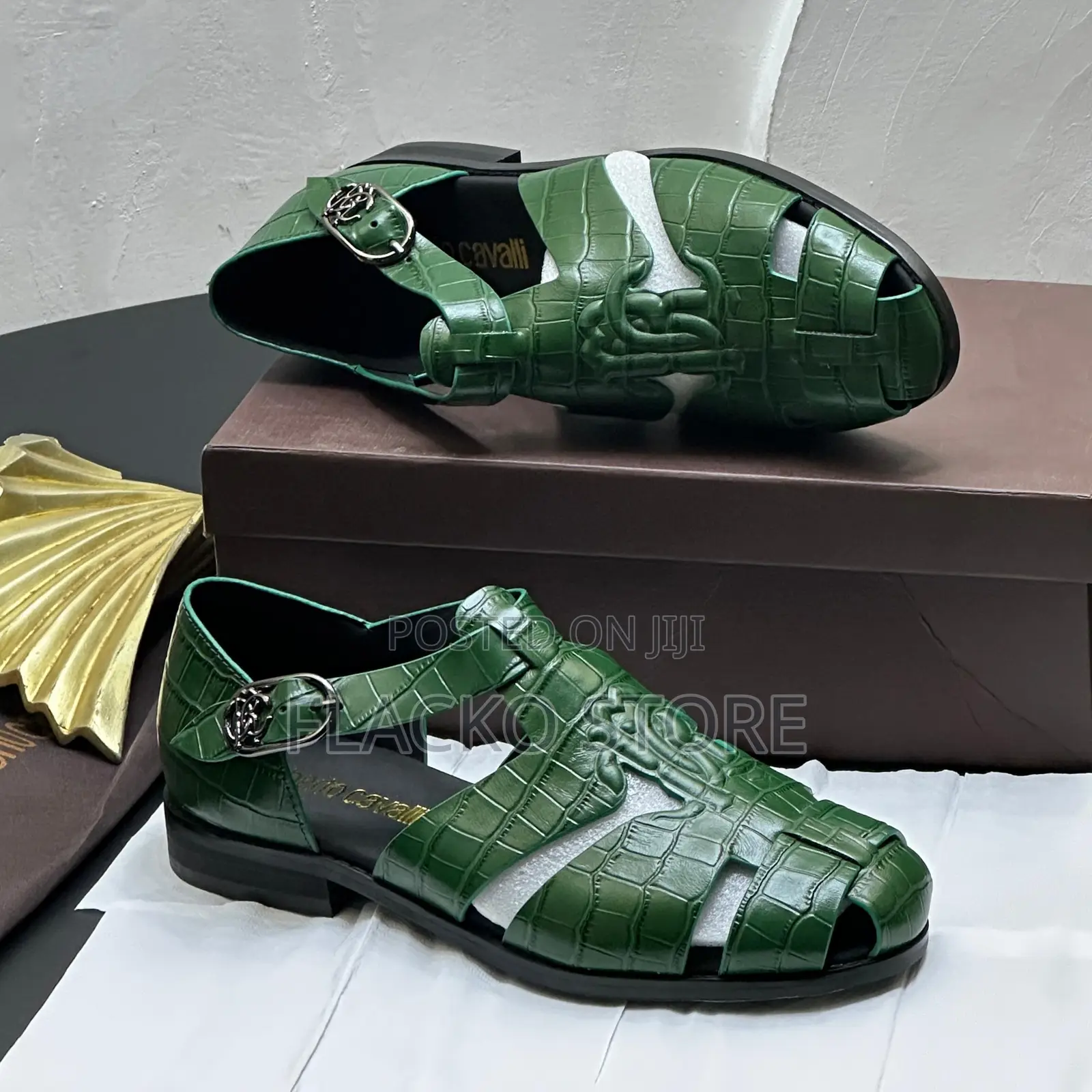 Original Roberto Cavalli Leather Sandal Shoes