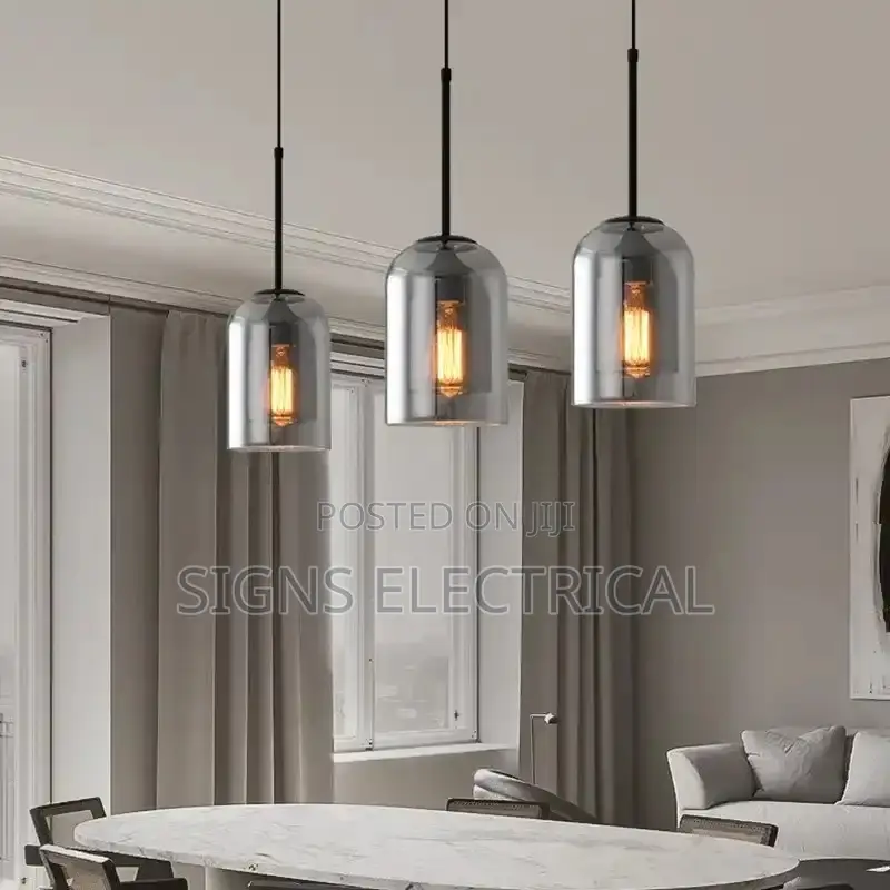 Industrial Smoky Amber Glass Chandeliers Vintage Dining