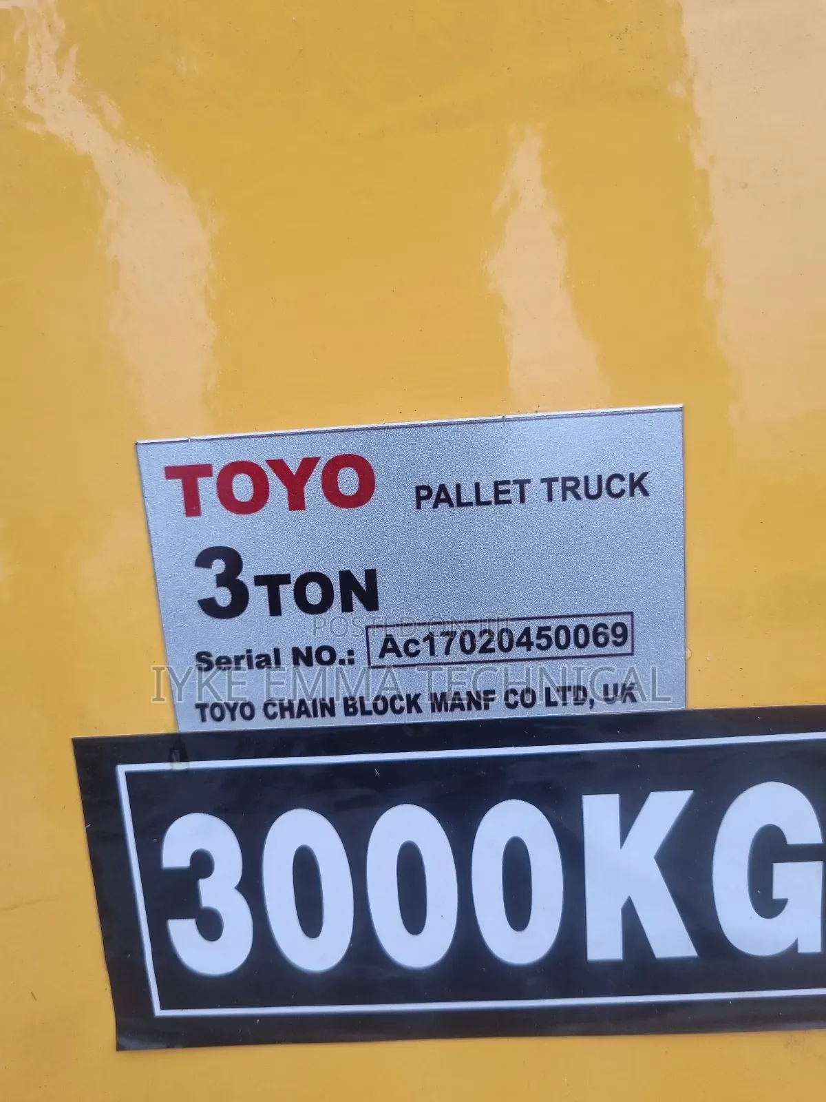 Hydraulic Hand Pallet Truck Trolley 3 Ton / 3000 Kg Toyo