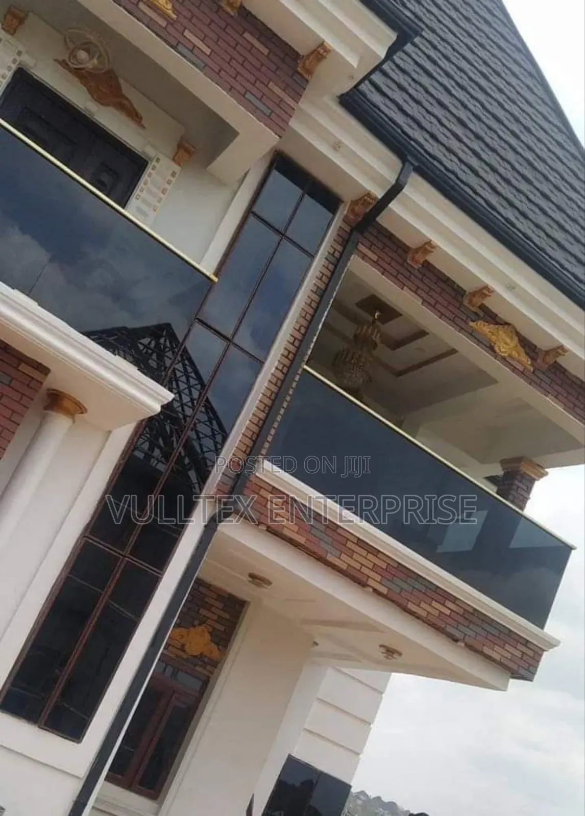 Gold Top Balcony Glass Rail