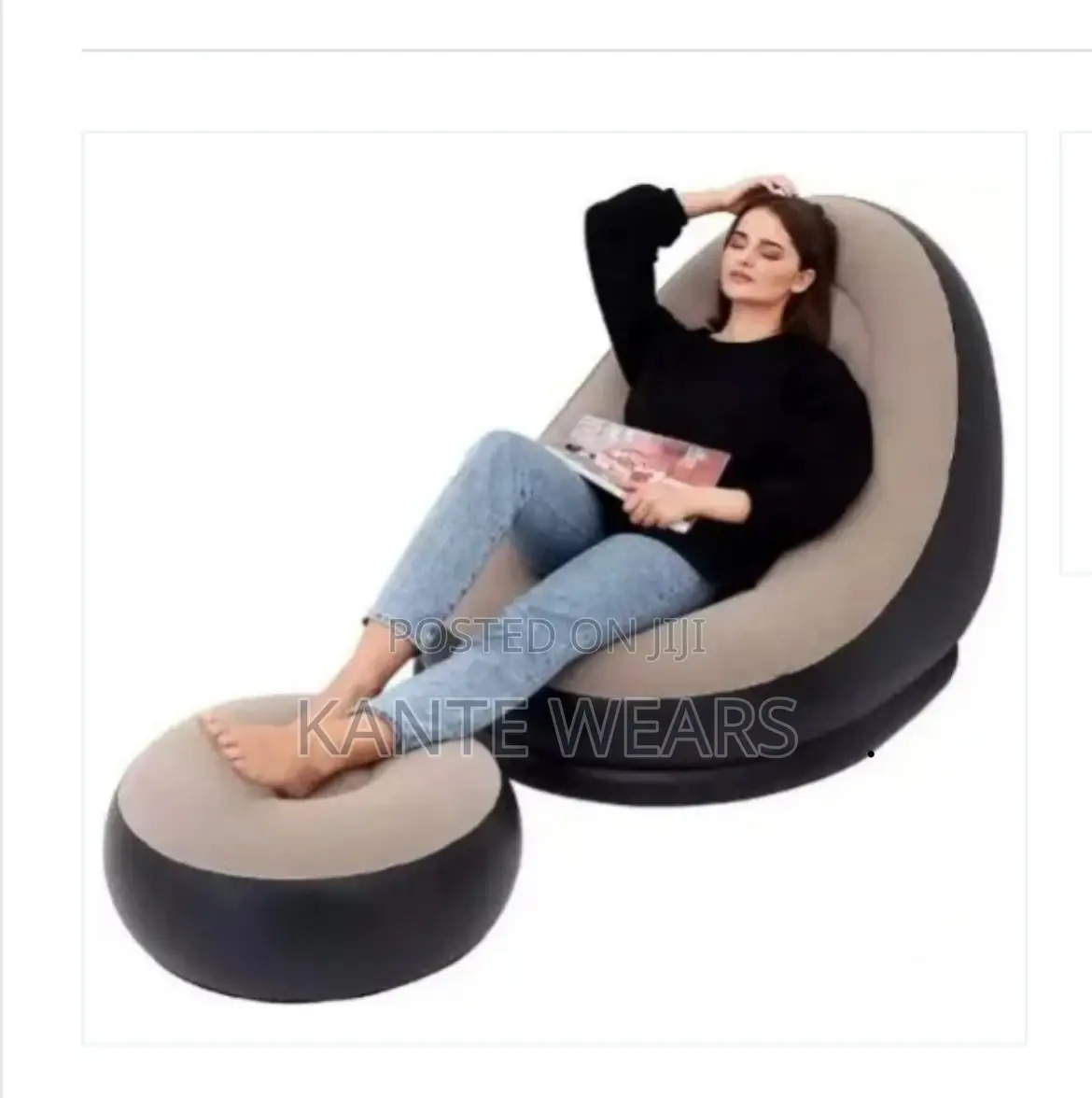 Inflatable Sofa With Manual Pump and Foot Stool