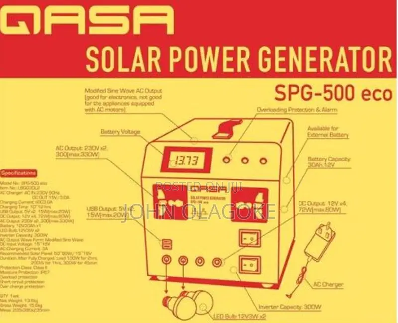 Qasa Solar Power Generator 300w SPG-500 Eco