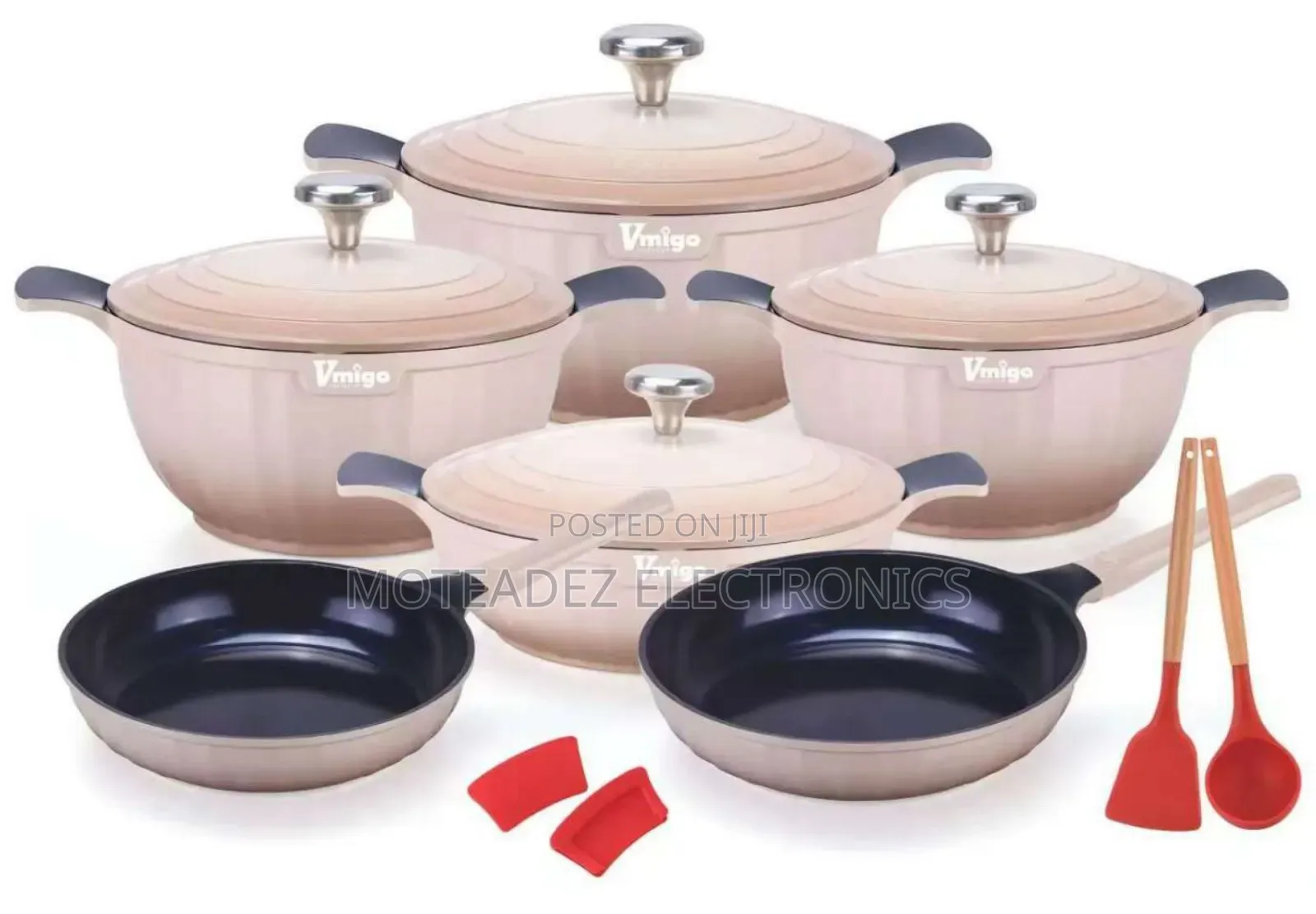 Vmigo 14pcs Quality Die Cast Nonstick Aluminium Cookware Set