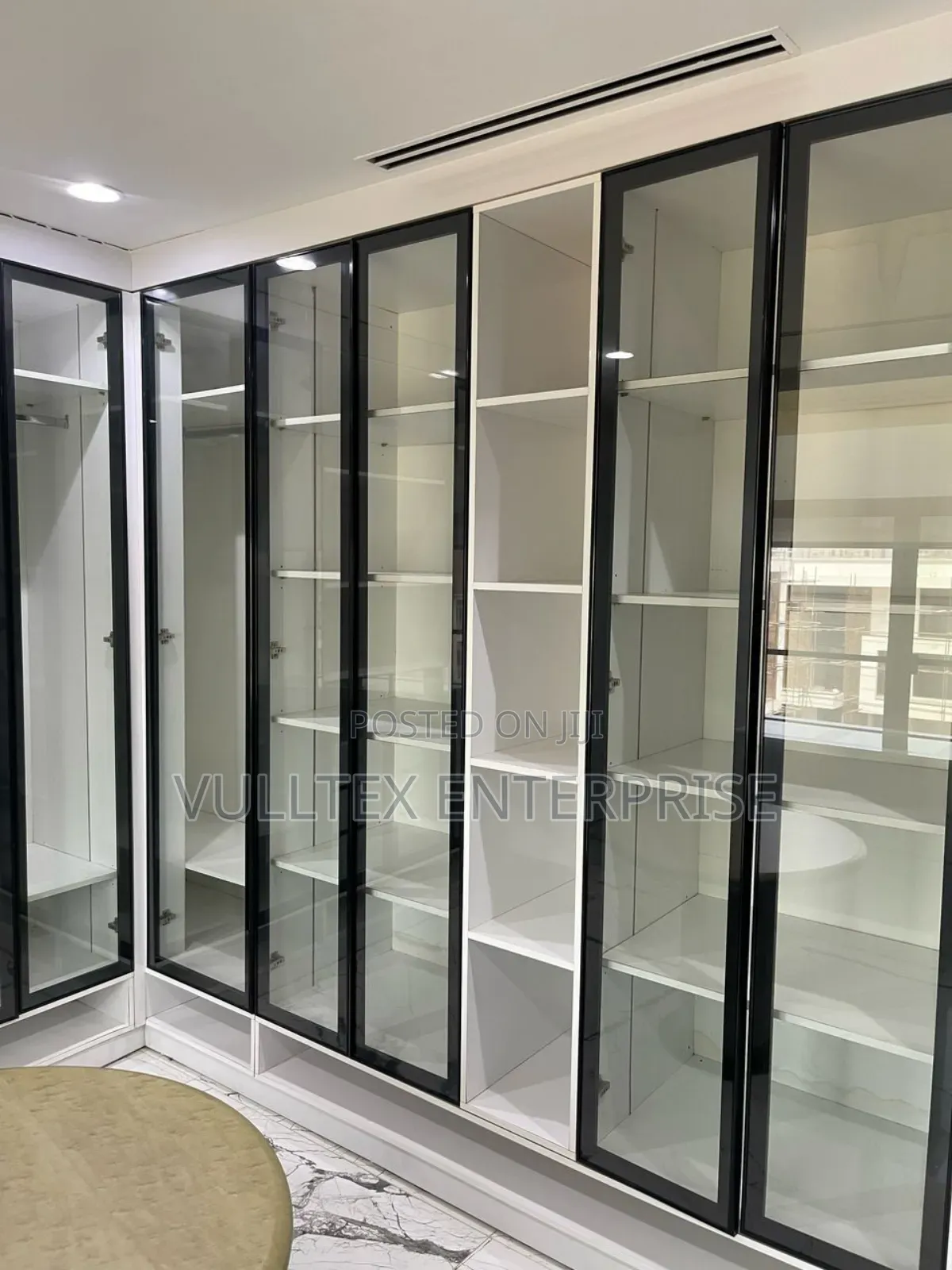 Black Frame With Plain Glass Wardrobe Glass Doors