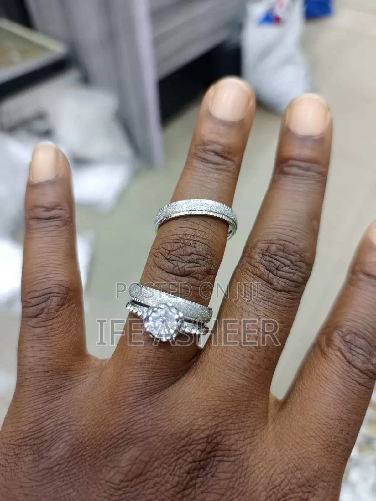 Complete Set of Couple's Wedding Ring Z03 - Silver