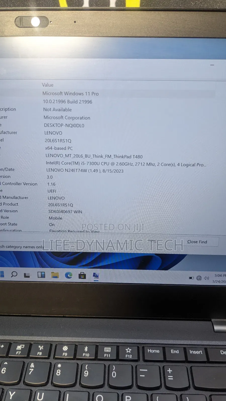 Laptop Lenovo ThinkPad T480 8GB Intel Core I5 SSD 256GB