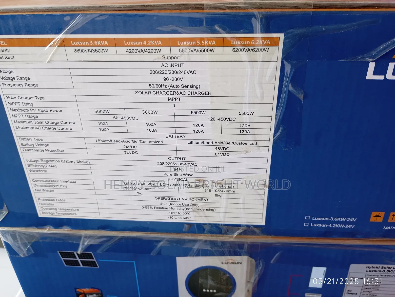 Luxsun Hibrid Inverter 6.2kva 48v