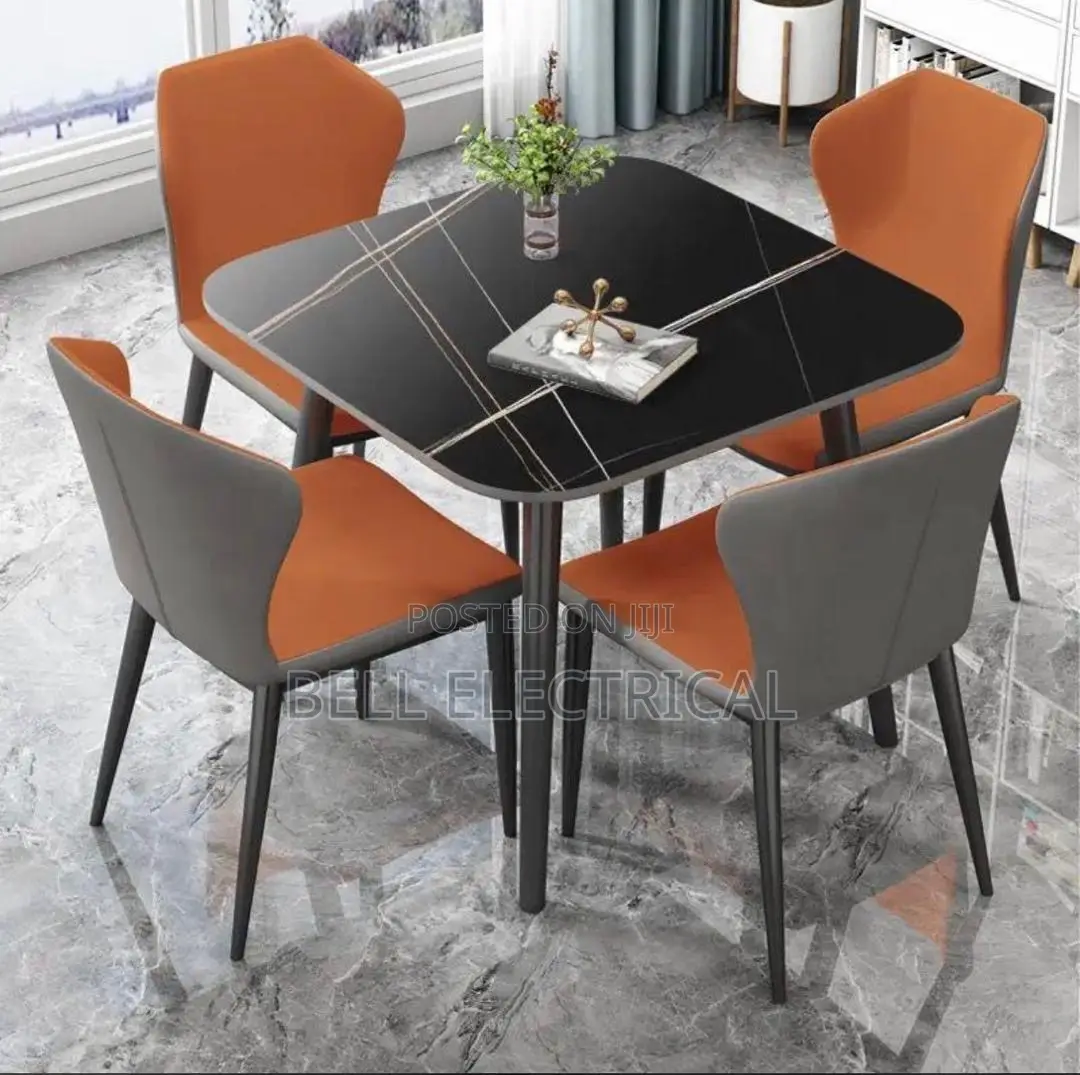 Modern Marble Stone Slab Dining Room Table Set