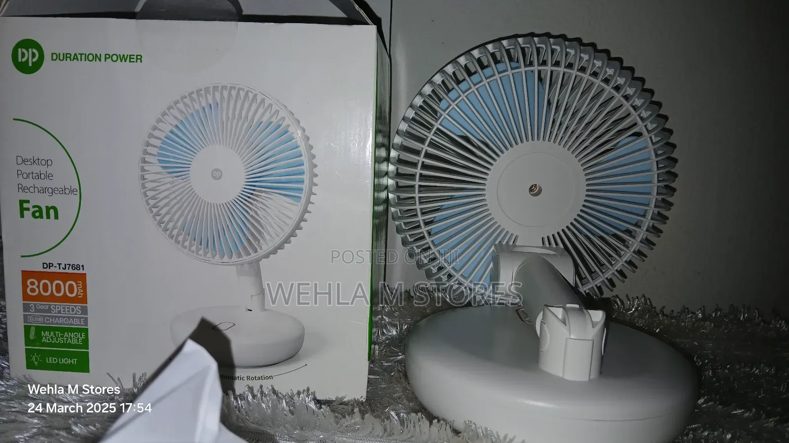 Dp Desktop Portable Rechargeable Collapsible Fan - Dp-Tj7681