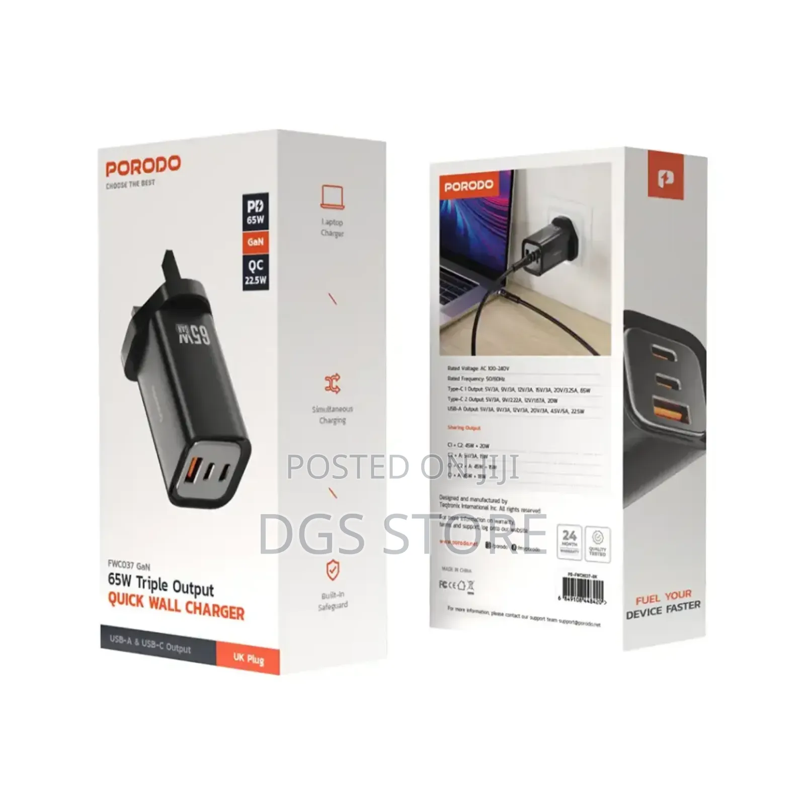 Porodo Fwc037 Gan Triple Charger