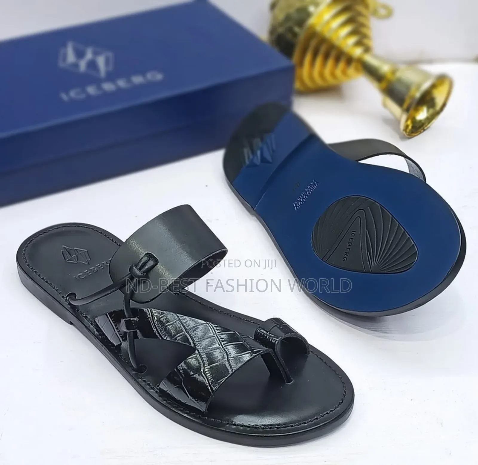 Black Leather Slippers