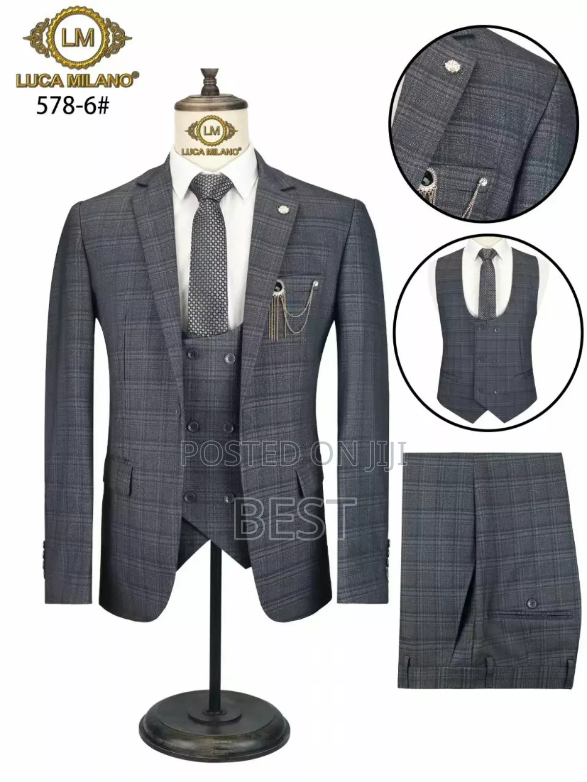 Checked 3pis Quality Suit for Men