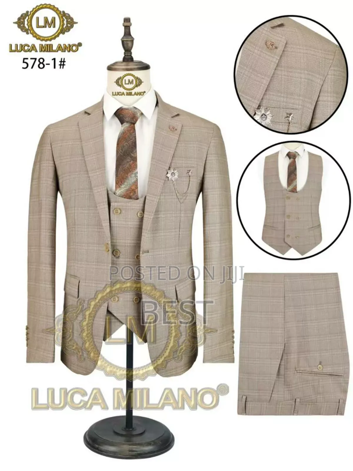 Checked 3pis Quality Suit for Men