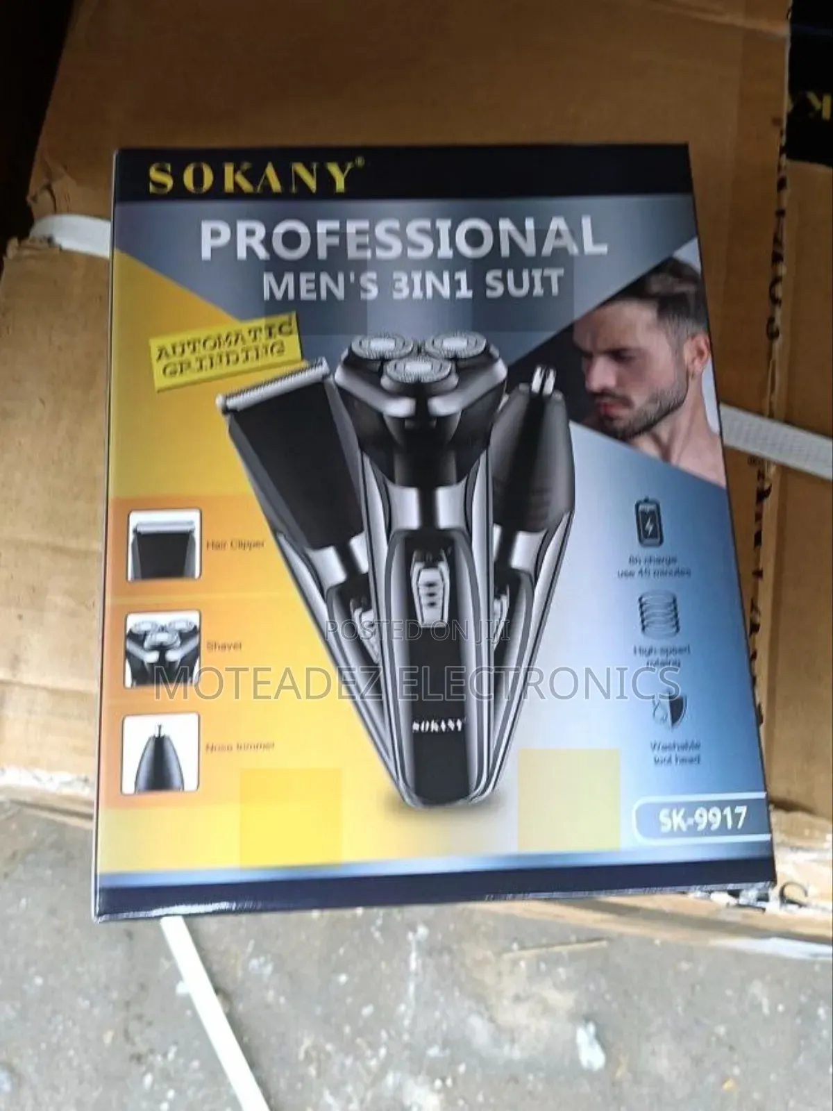 Sokany 3in1 Rechargeable Men's Clipper, Shaver, Nose Trimmer