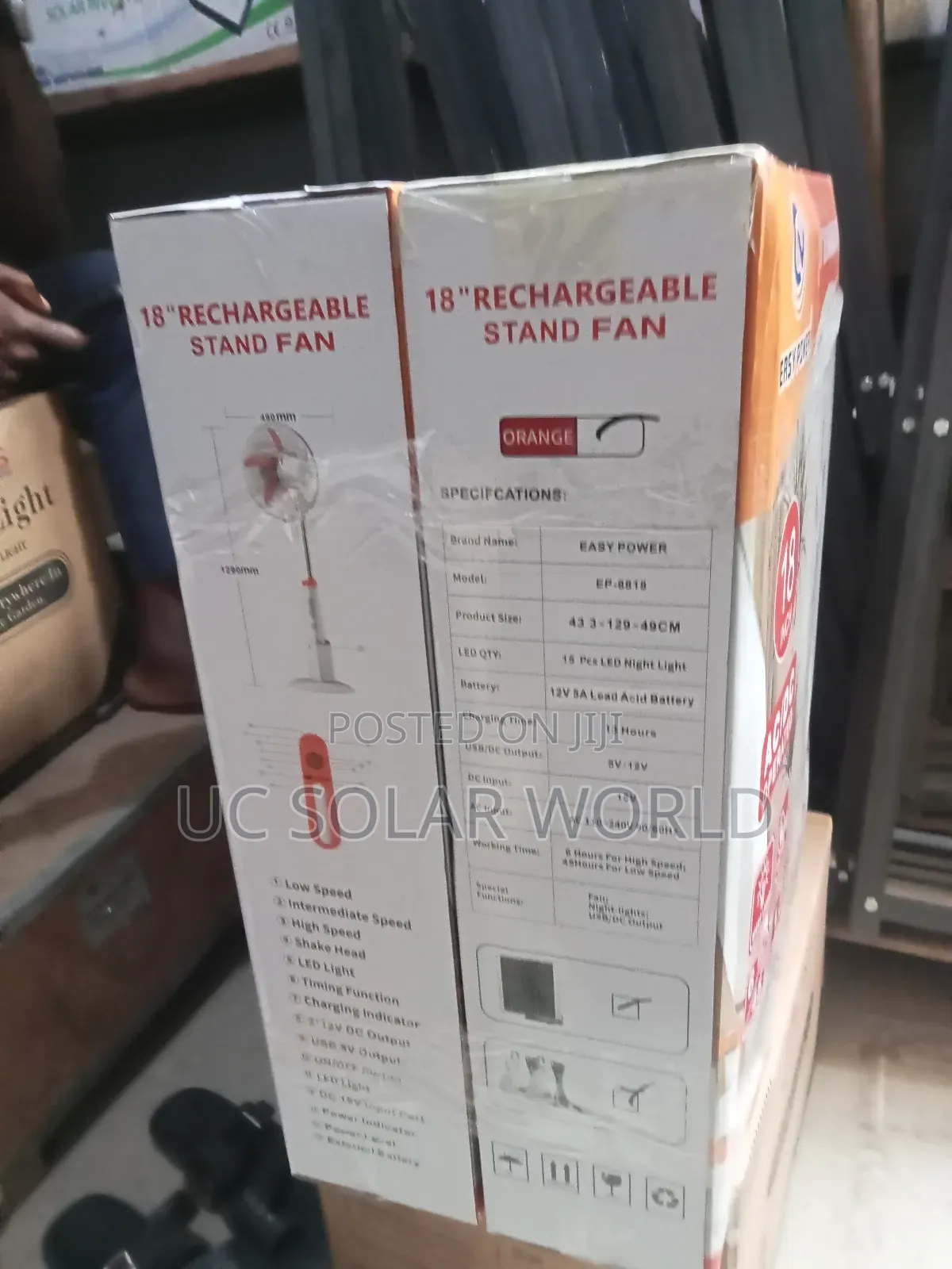 Easy Power 18" Rechargeable Standing Fan