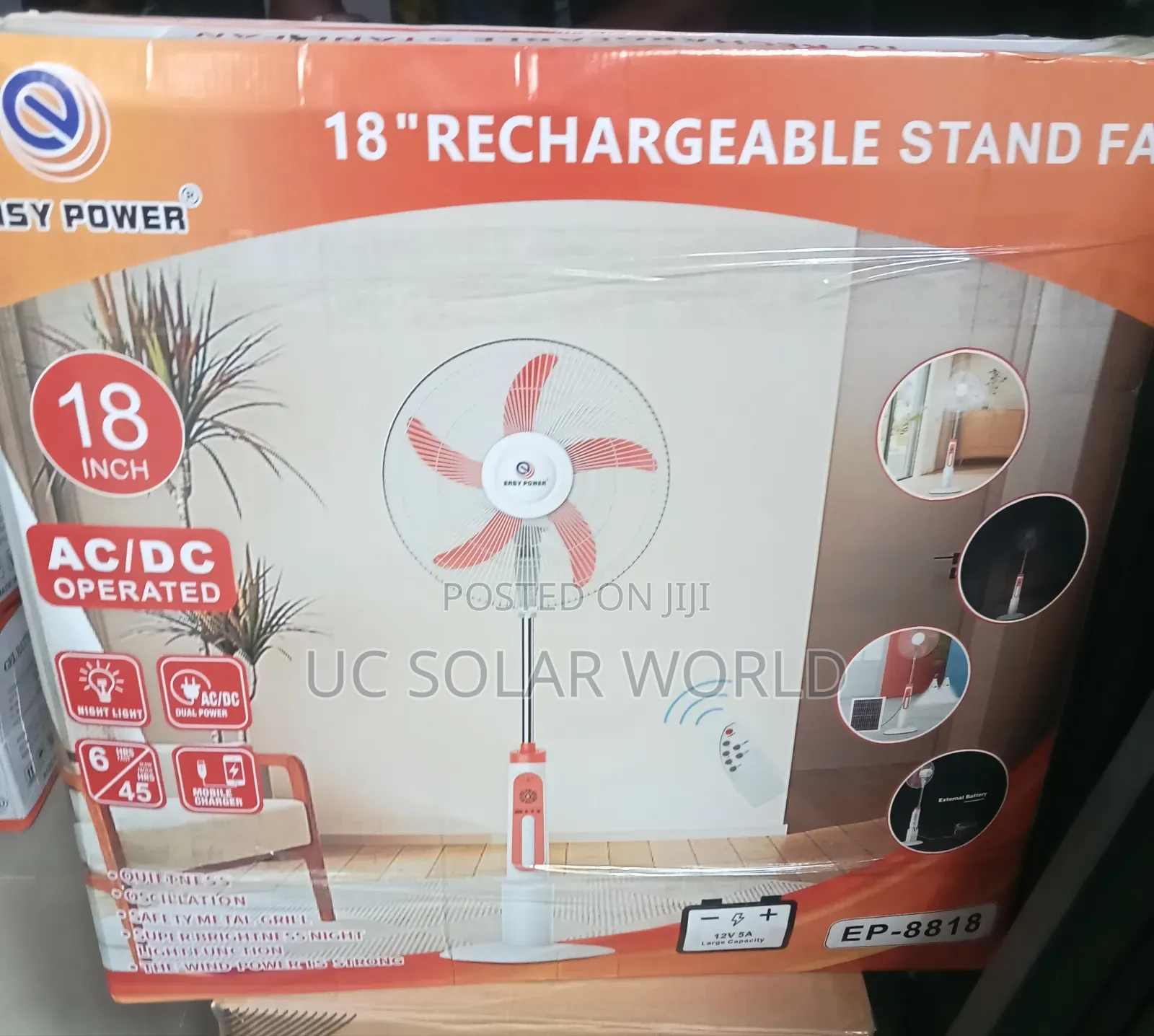 Easy Power 18" Rechargeable Standing Fan